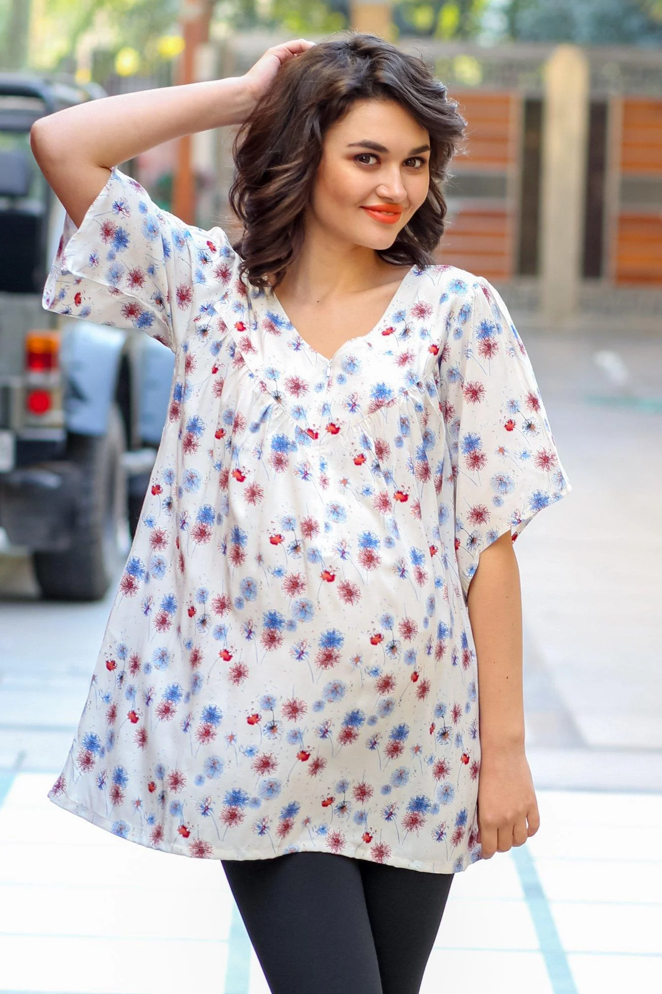 Serene White Cotton Maternity Nursing Top - Chenance