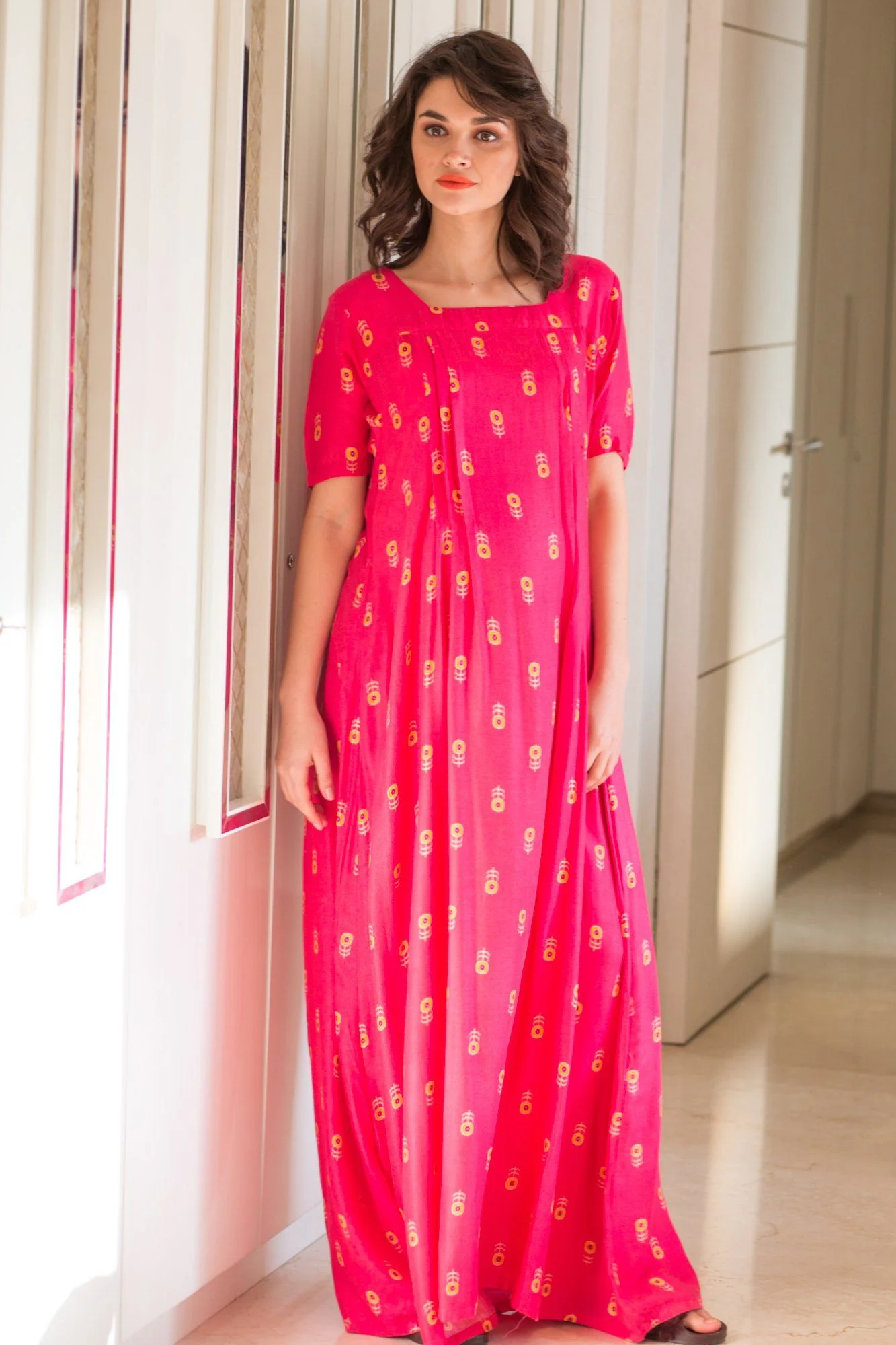 Delicate Pink Maternity & Nursing Night Dress - Chenance