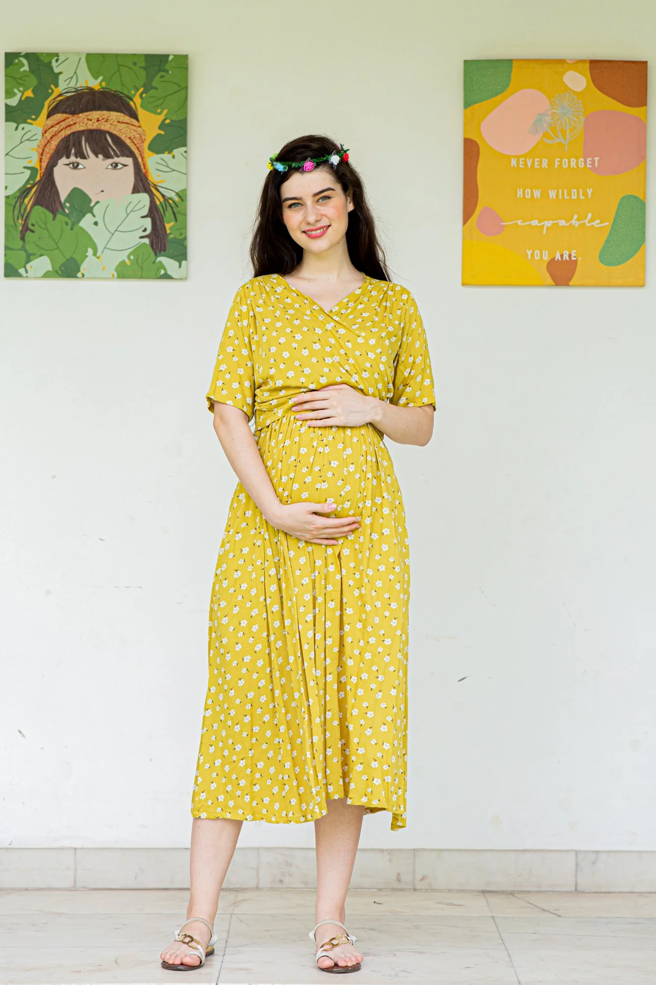 Tuscany Maternity & Nursing Midi Wrap Dress - Chenance