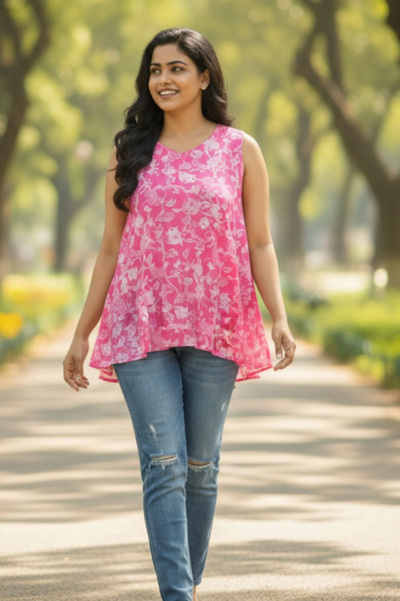 Blush Floral Pink Maternity & Nursing Top (100% Cotton) - Chenance