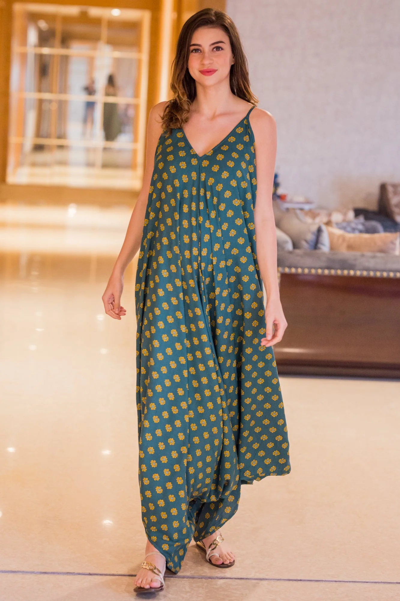 Set of 2 - Emerald Cotton Maternity Jumpsuit with Cover Up - Chenance