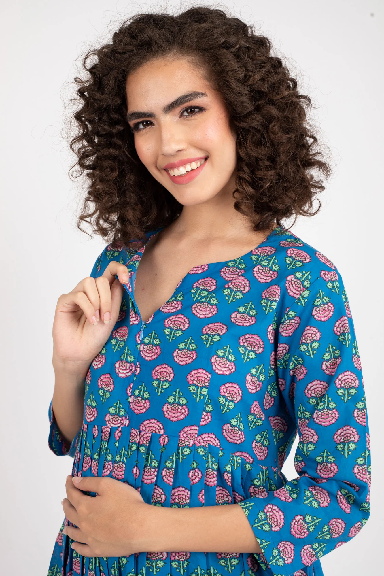 Cobalt Blue Maternity & Nursing Lounge Coord Set (2pc) (100% Cotton) - Chenance