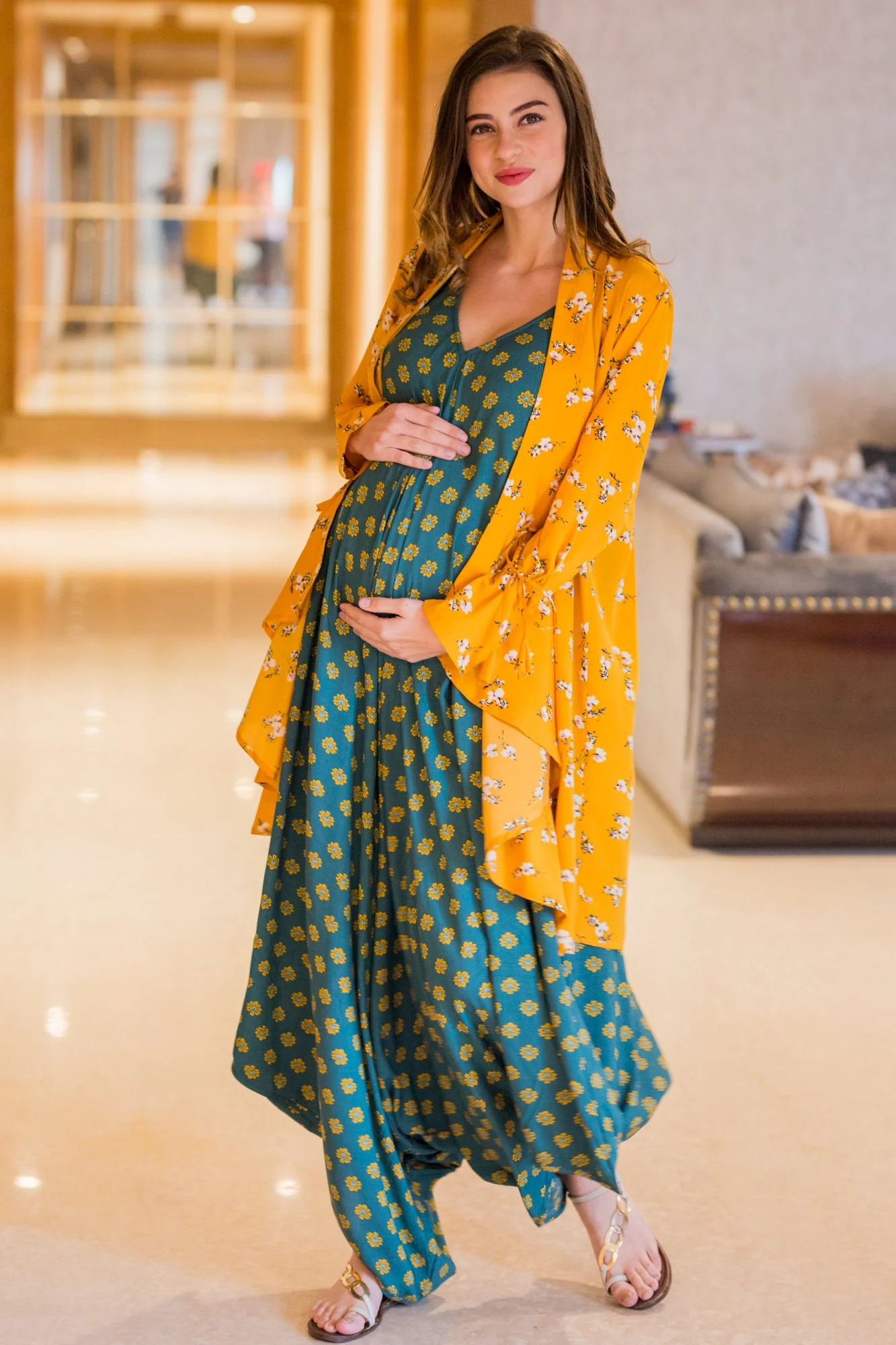 Set of 2 - Emerald Cotton Maternity Jumpsuit with Cover Up - Chenance