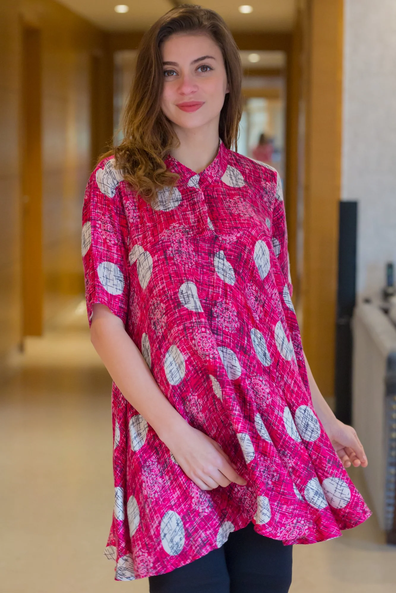 Ruby Geo Flowing Maternity & Nursing Top - Chenance