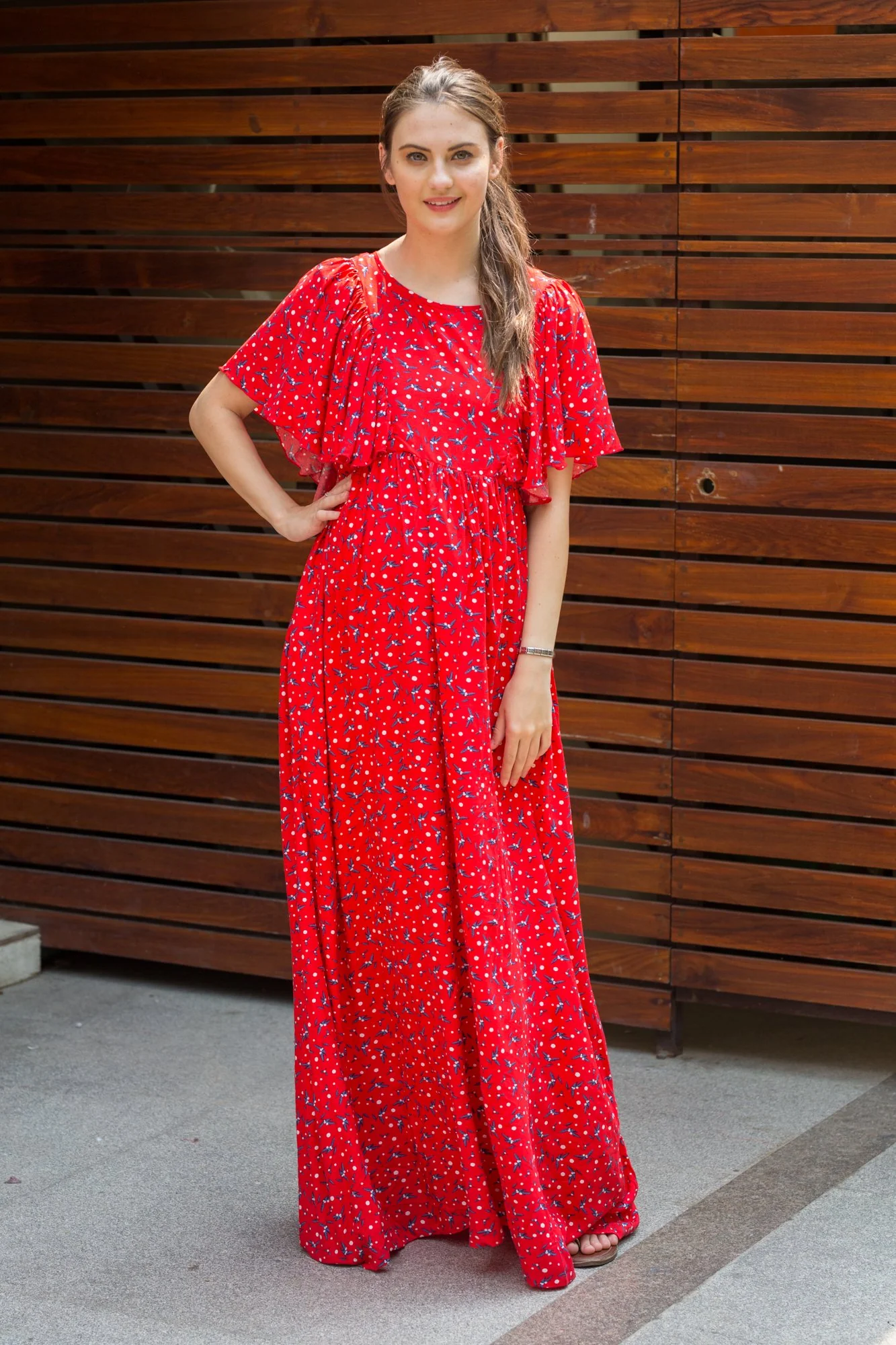 Berry Floral Maternity & Nursing Flap Dress - Chenance