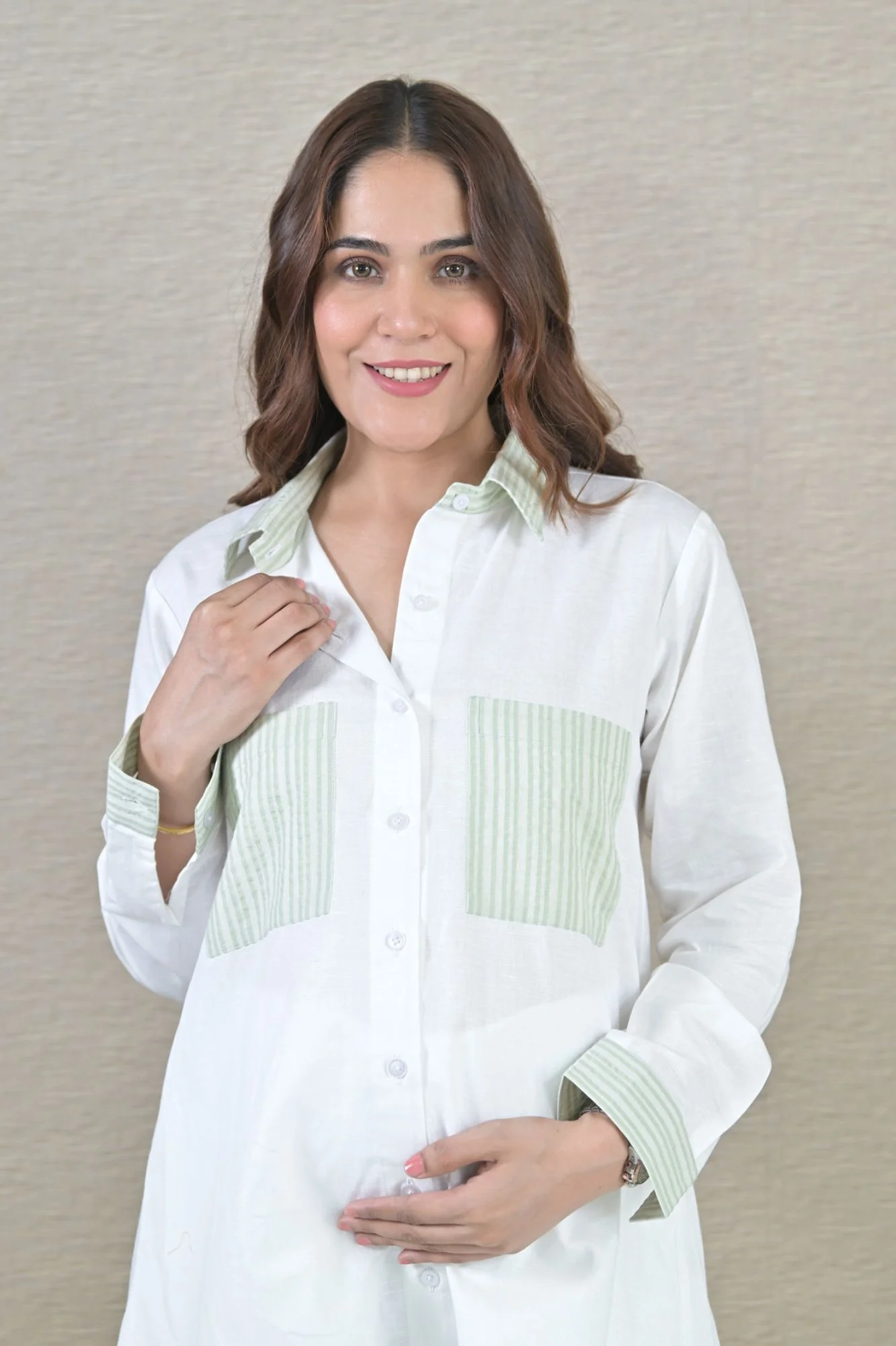 Classic White Maternity & Nursing Shirt (100% Cotton) - Chenance