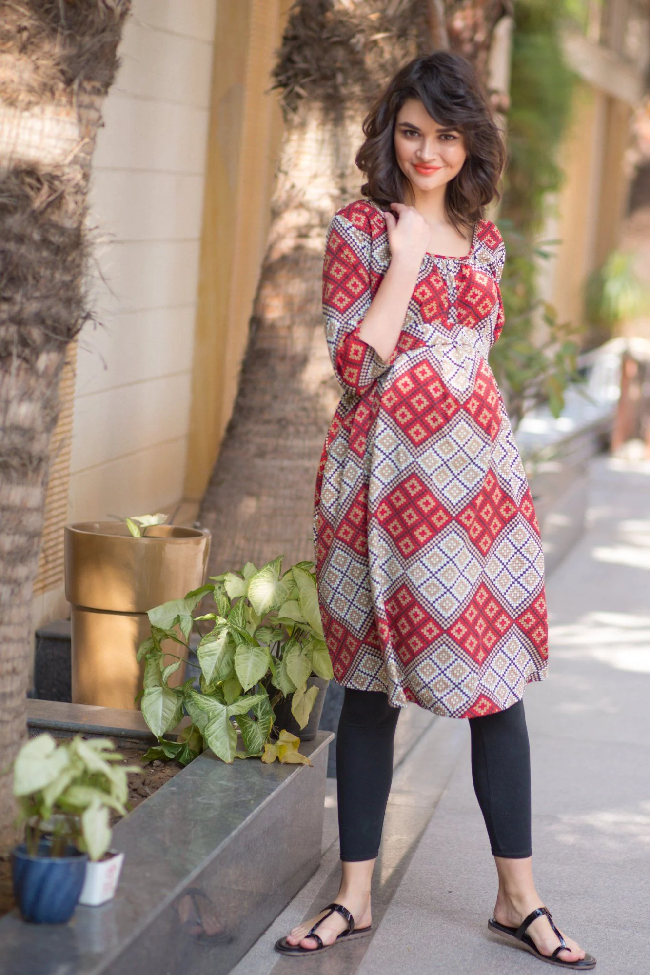 Crimson Red Maternity Kurta - Chenance