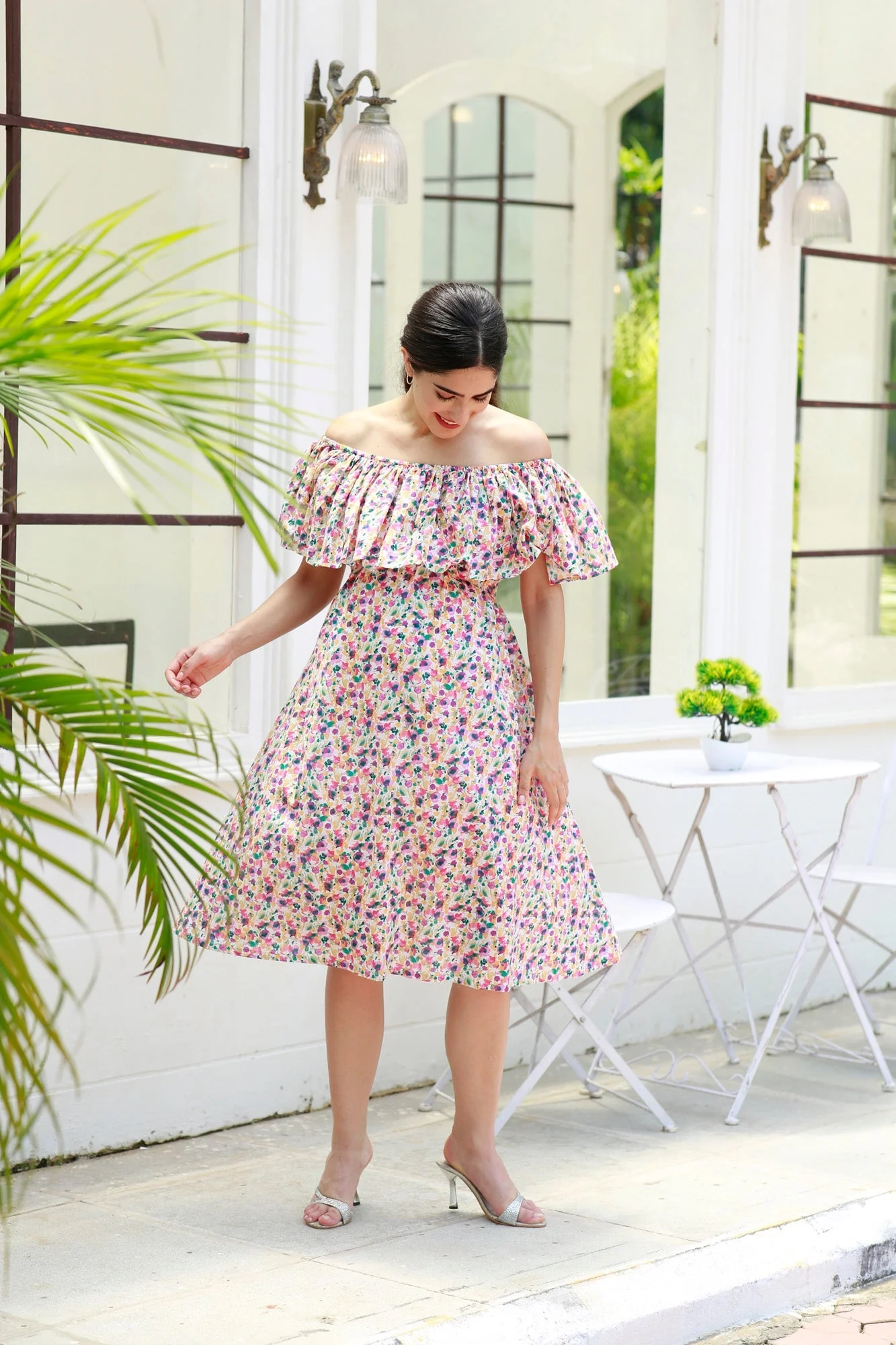 Candy Rosy Pink Off-Shoulder Maternity Frill Dress - Chenance