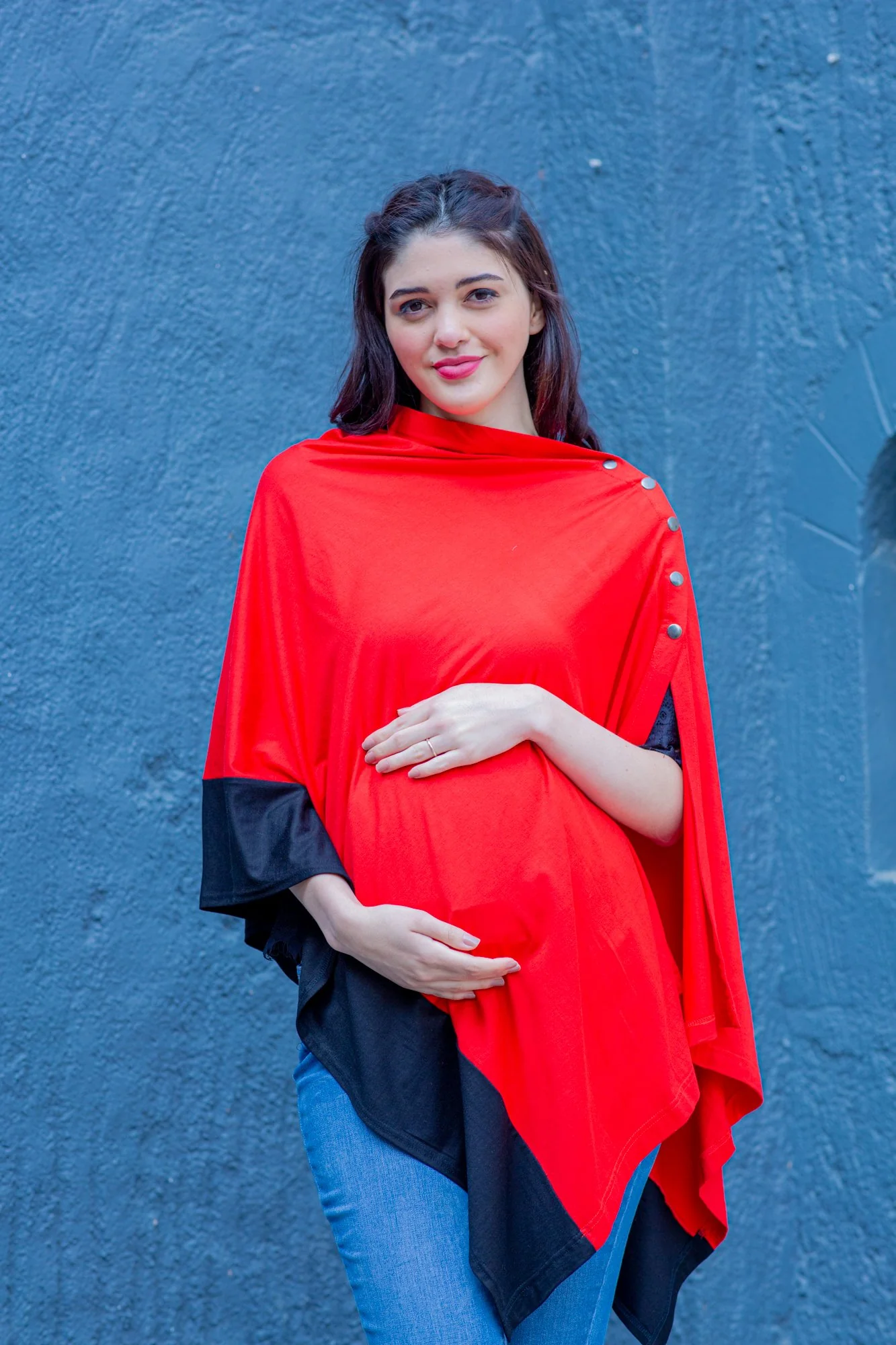 Merry Red Contrast Versatile Nursing Stole - Chenance