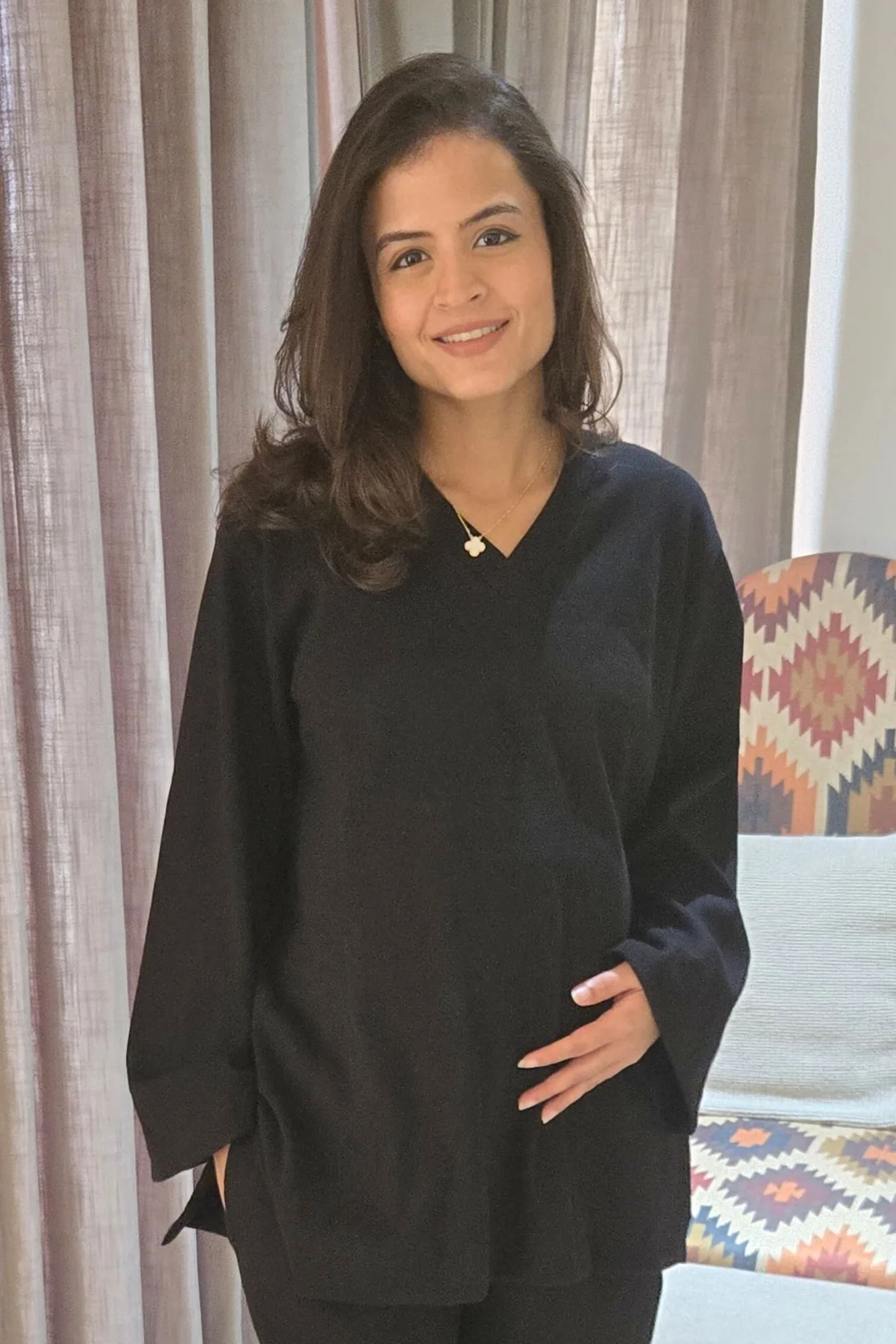 Classic Black Ribbed Maternity Stretchable Top - Chenance