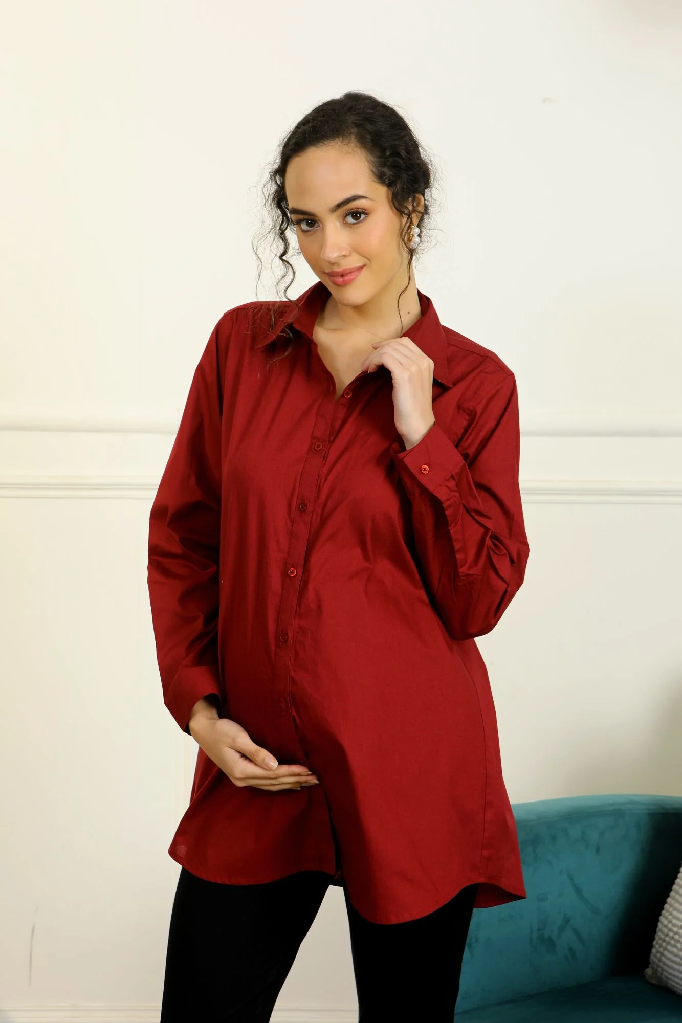 Enduring Maghony Maternity and Nursing Shirt (100% Cotton) - Chenance