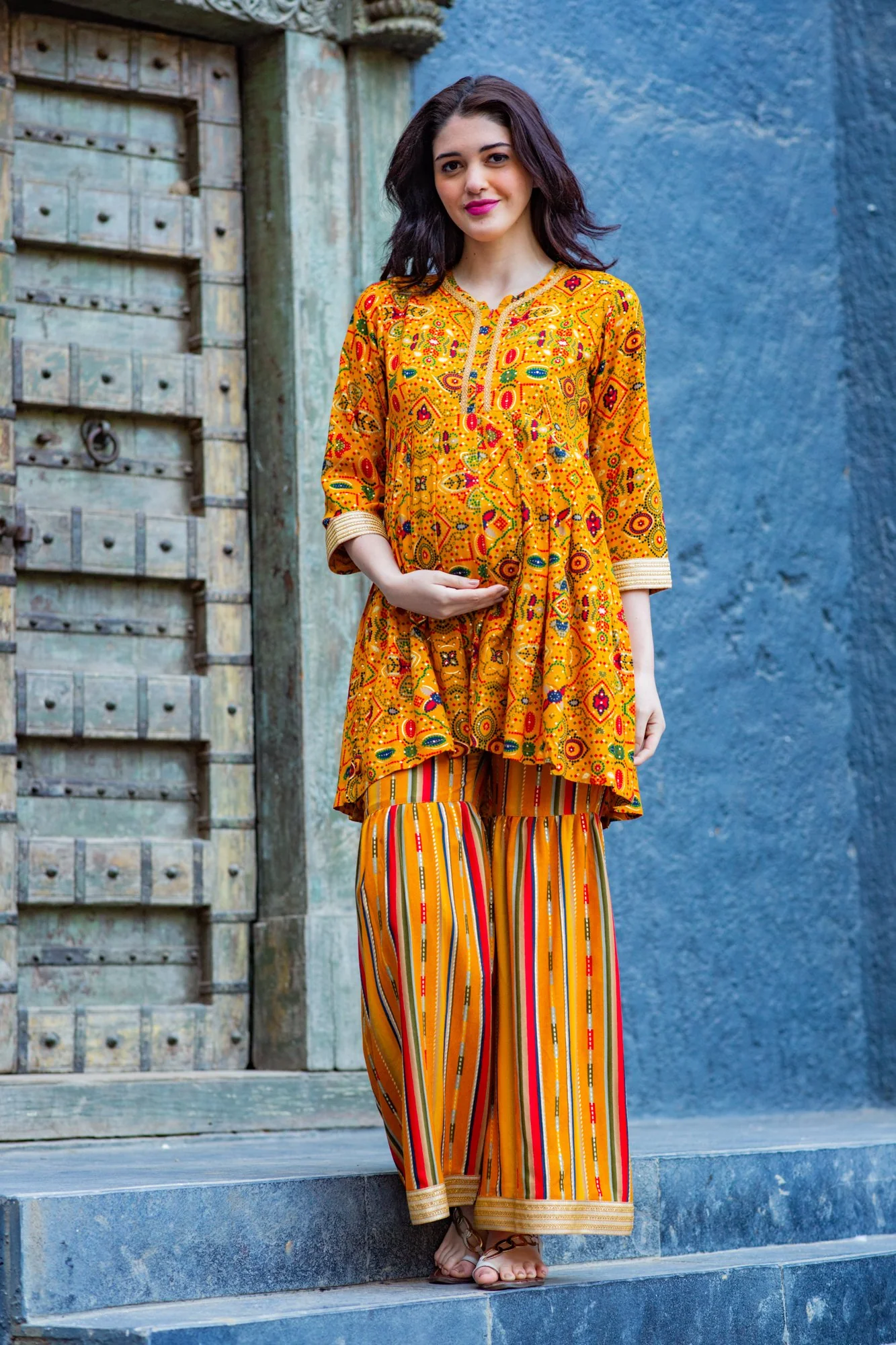 Marigold Ethnic Maternity & Nursing Suit Set (2 pc) - Chenance