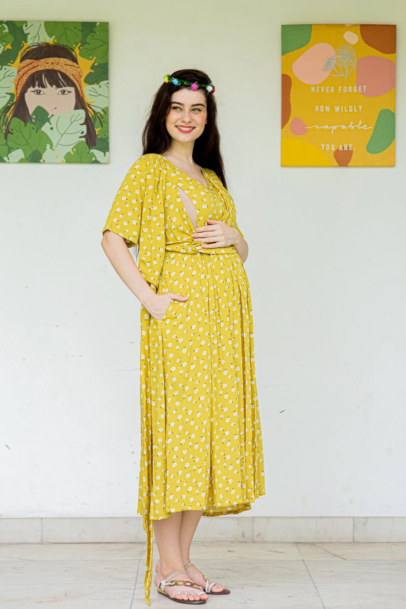 Tuscany Maternity & Nursing Midi Wrap Dress - Chenance
