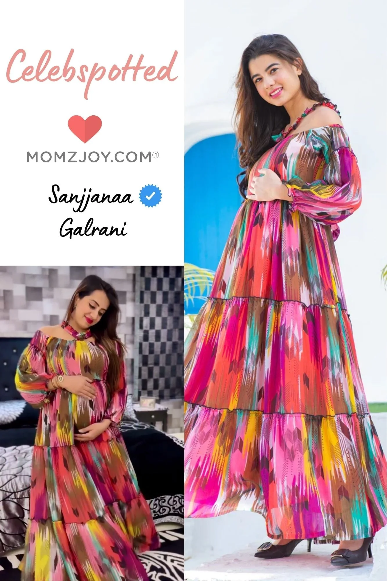 Eden Multicolor Chiffon Halter Maternity & Nursing Frill Dress - Chenance