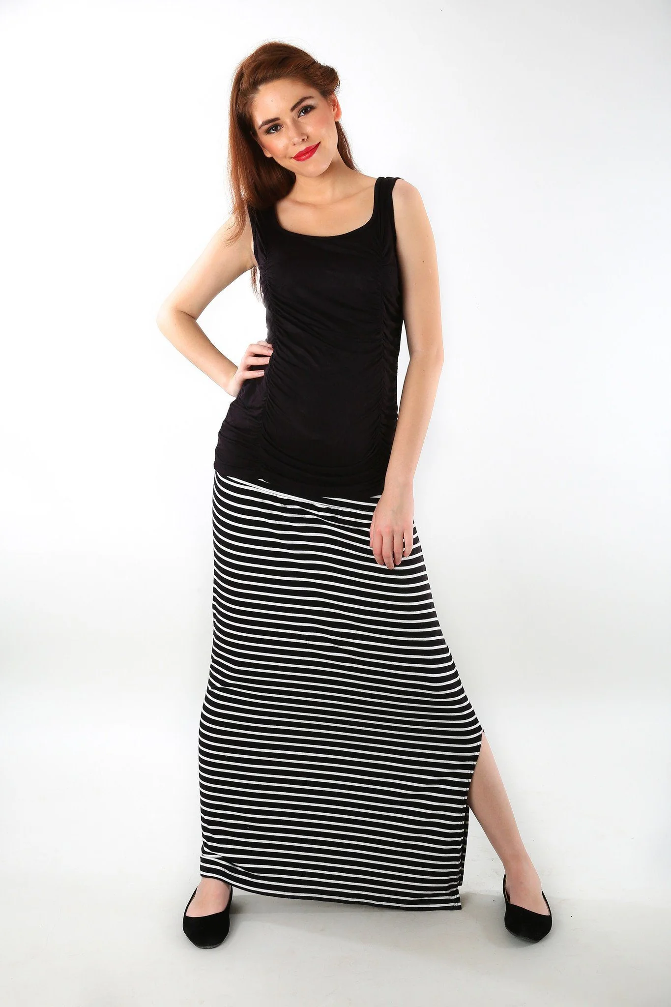 Striped A-Line Maternity Skirt - Chenance