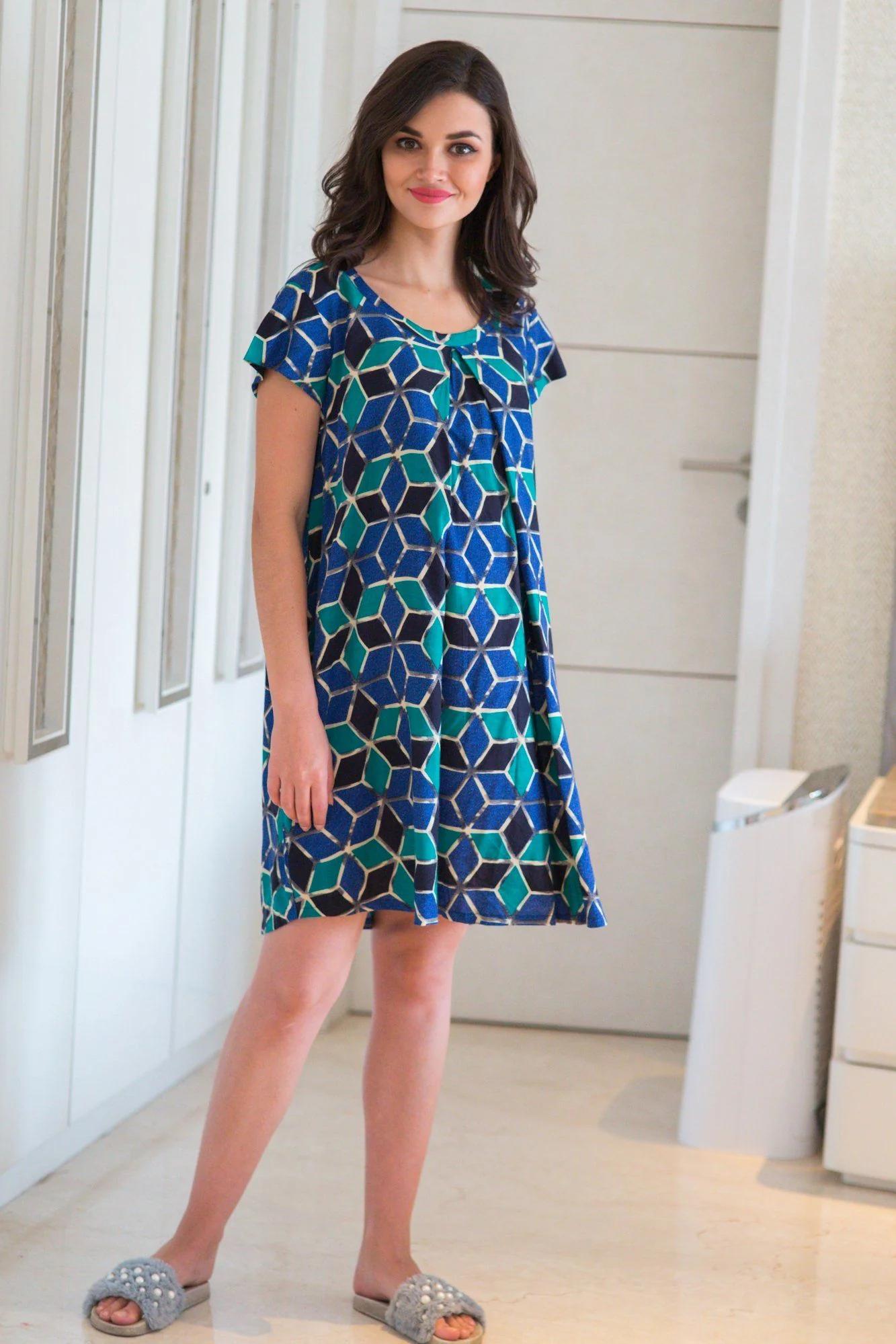 Comfy Abstract Maternity & Nursing Night Dress - Chenance