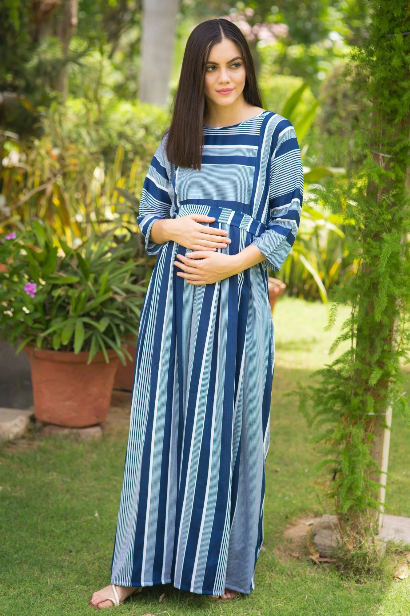 Nautical Crepe Maternity & Nursing Maxi - Chenance