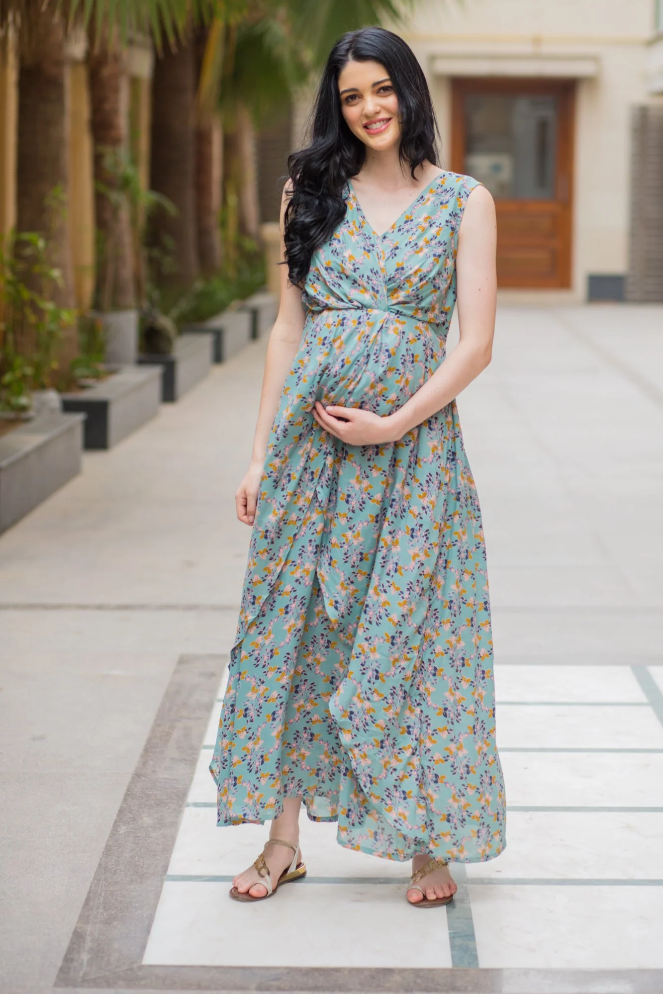Unique Sage Green Maternity Dress - Chenance