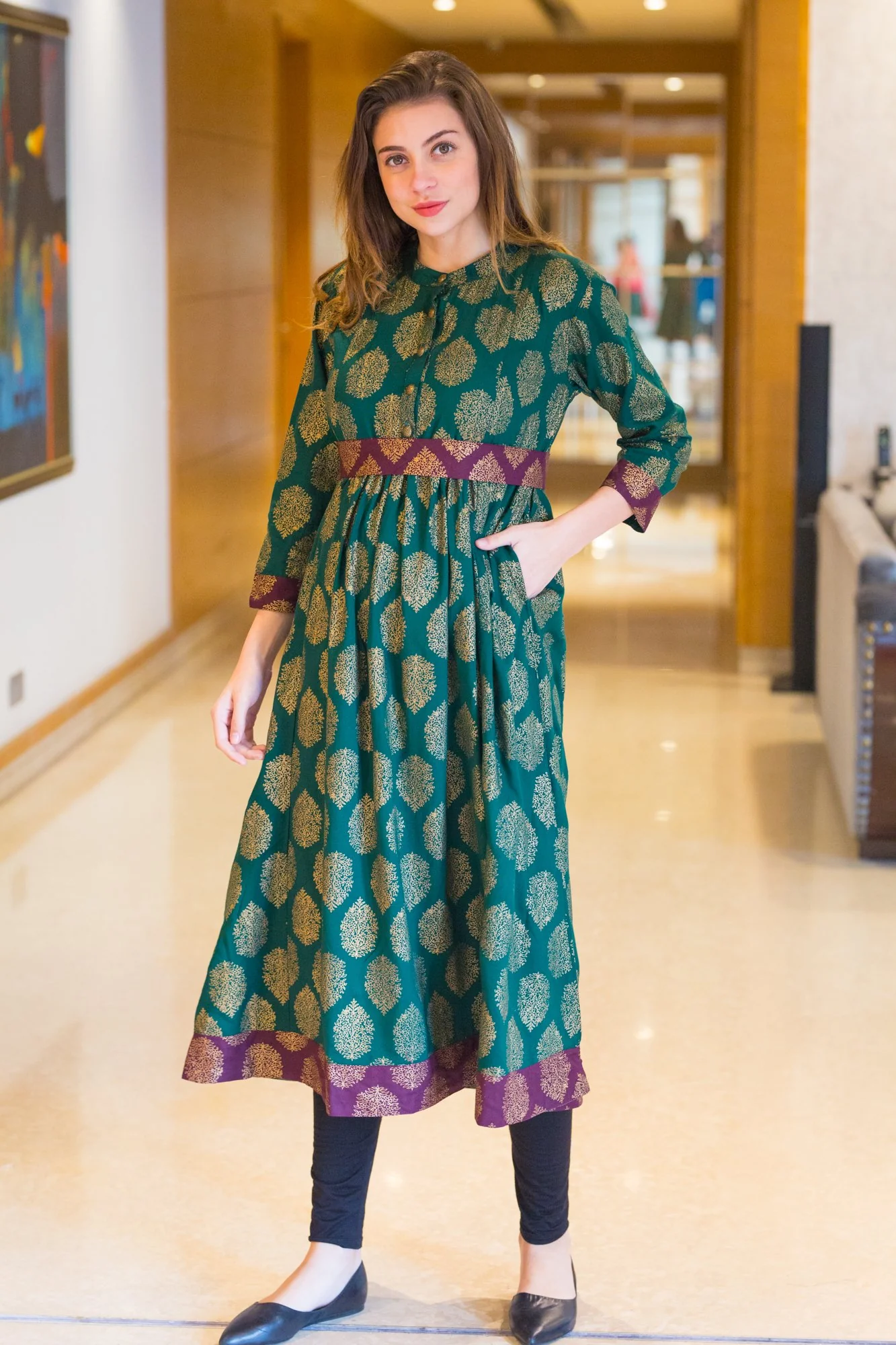 Emerald Jade Maternity and Nursing Kurta - Chenance