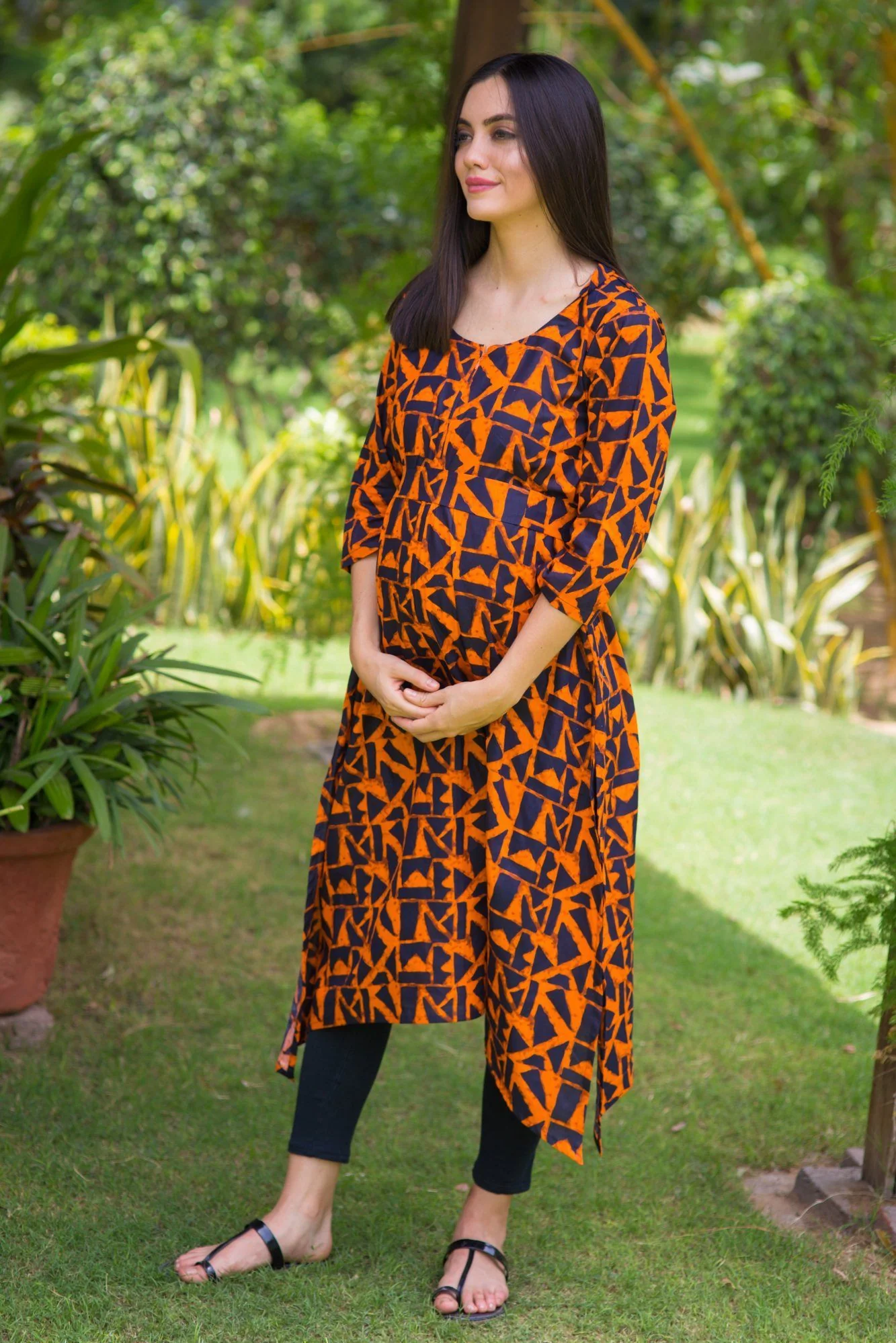 Amber Front Zip Cotton Nursing Kurta - Chenance