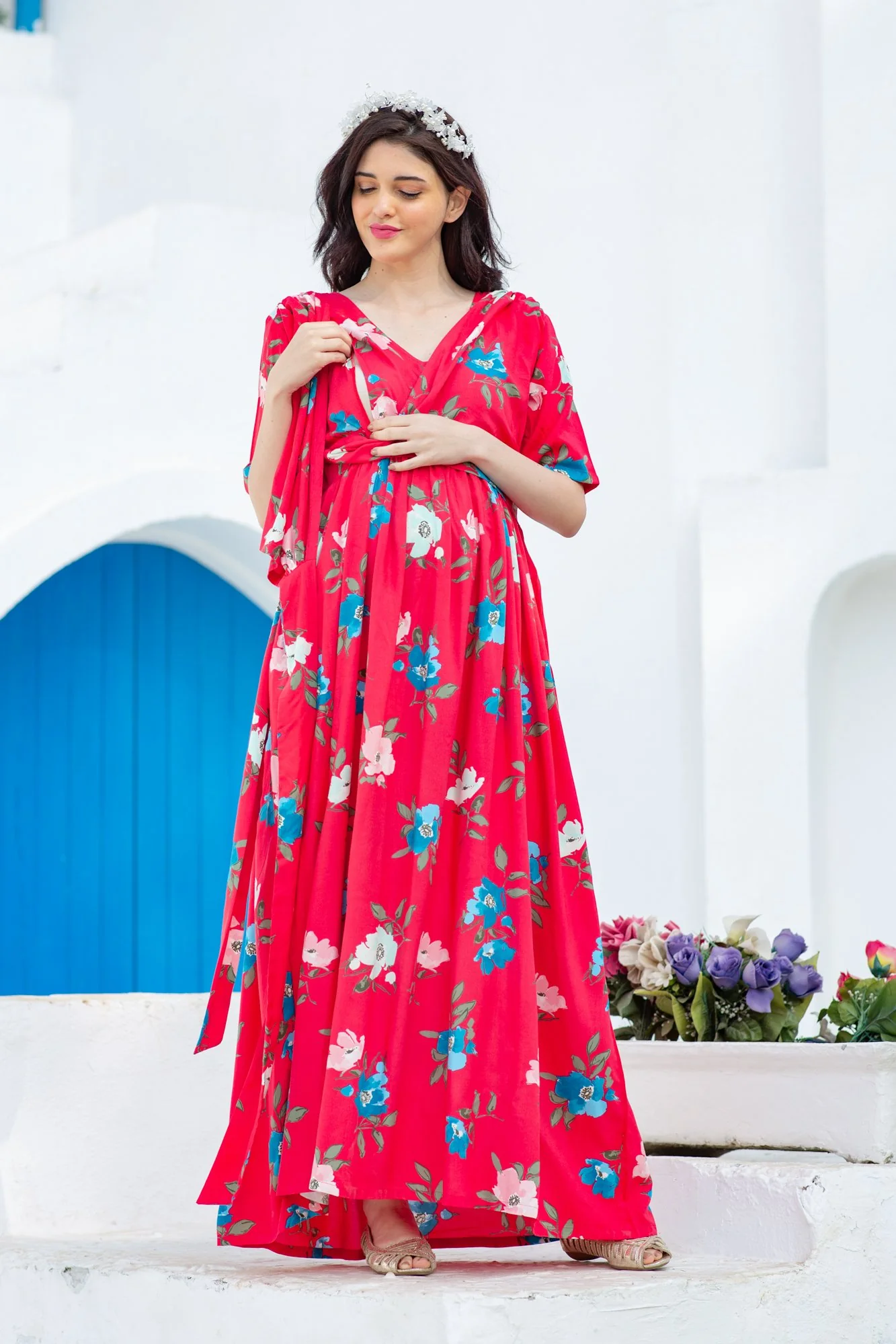 Cherry Blossom Maternity & Nursing Wrap Dress - Chenance