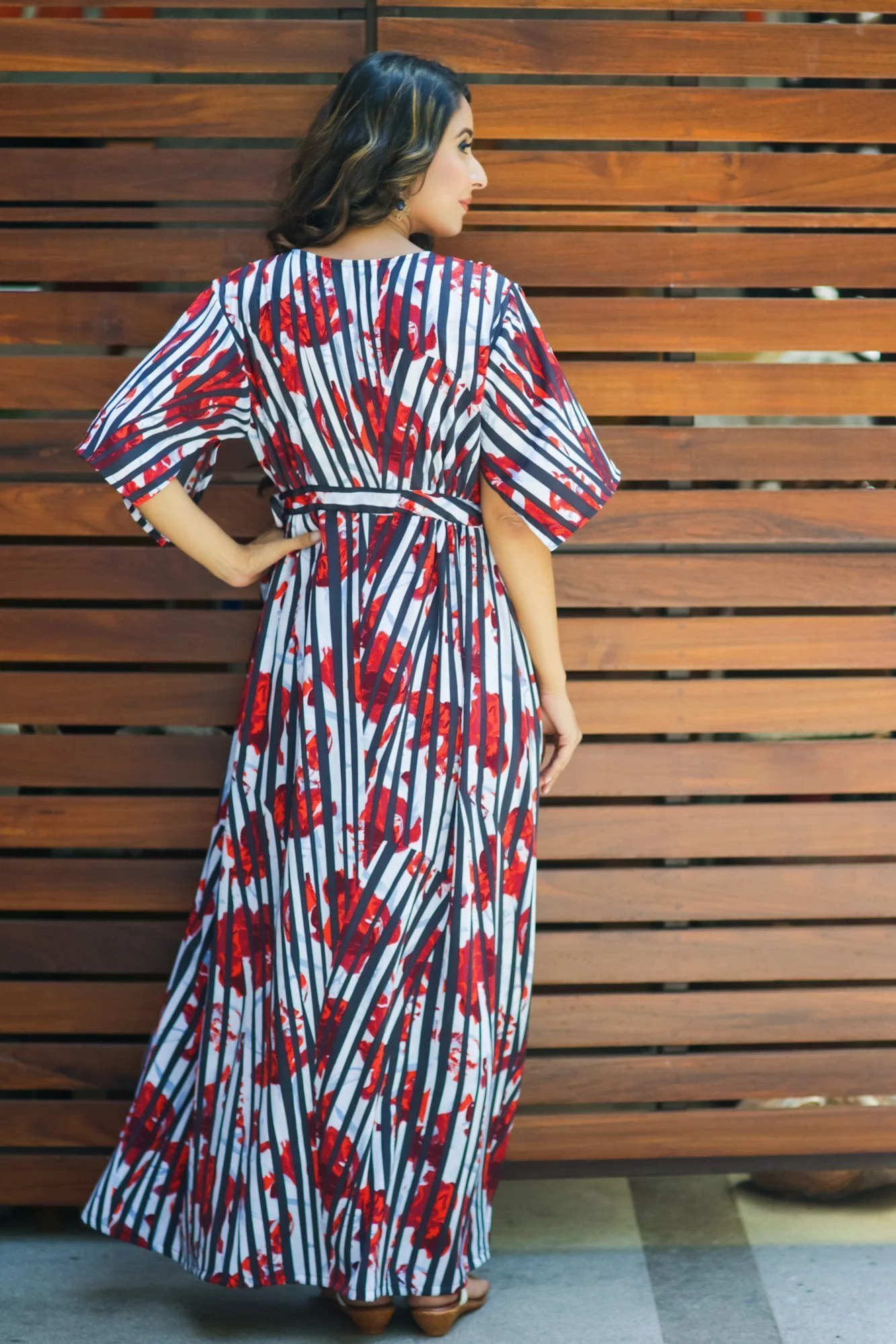 Striped Scarlet Rose Maternity Kimono Dress - Chenance