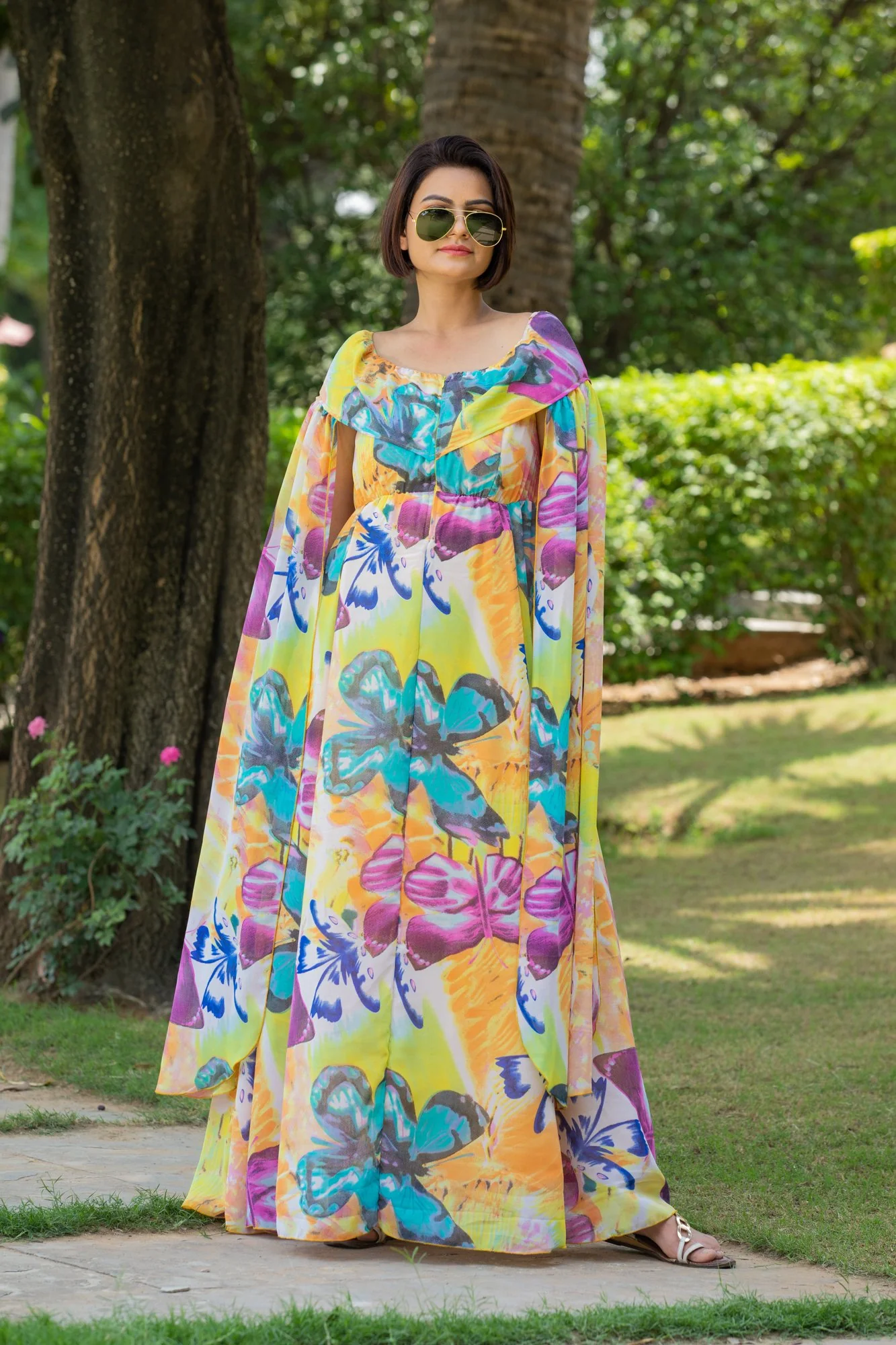 Butterfly Flying Sleeves Maternity & Nursing Dress - Chenance