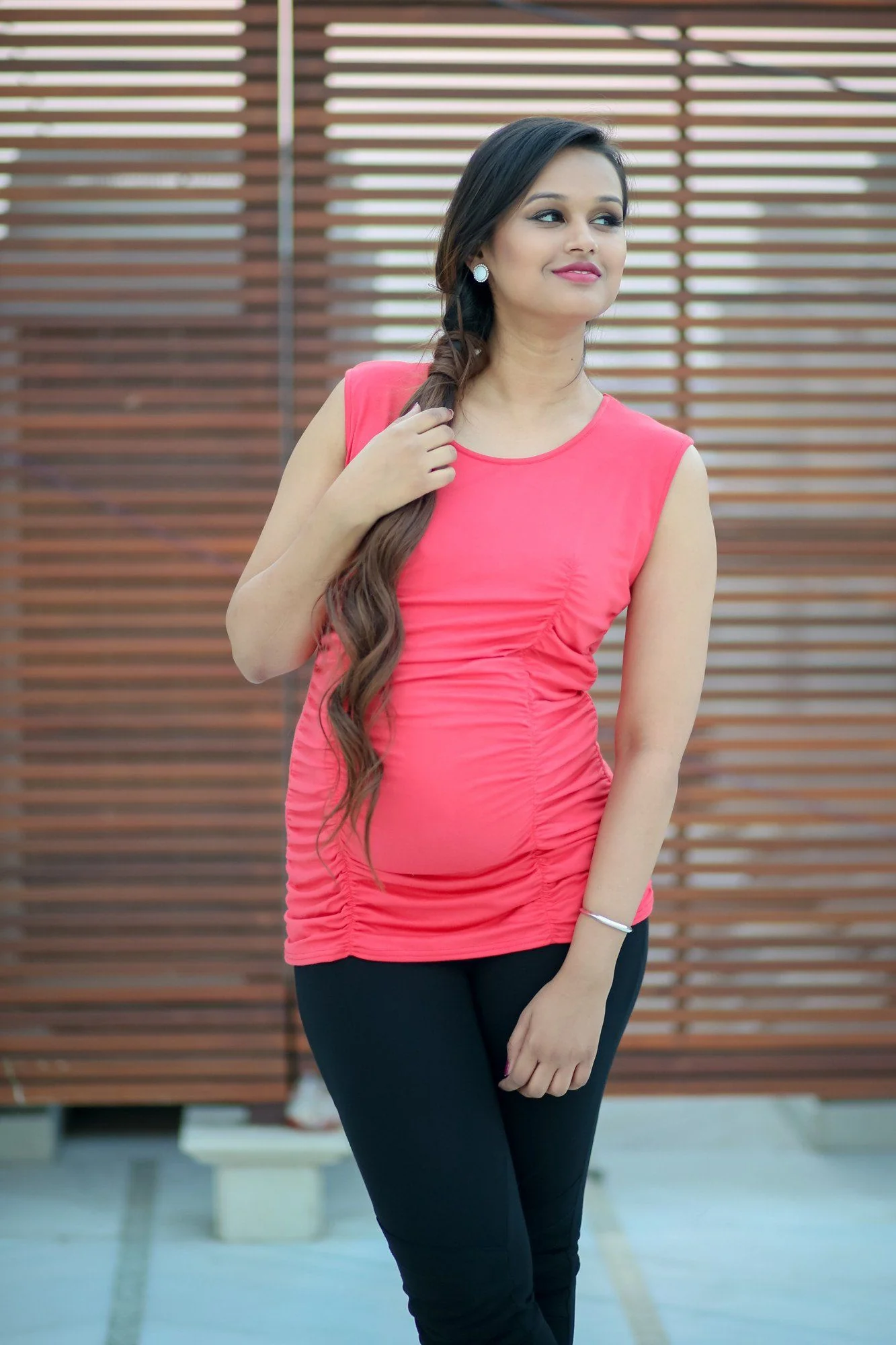 Gathered Coral Maternity Tank Top - Chenance