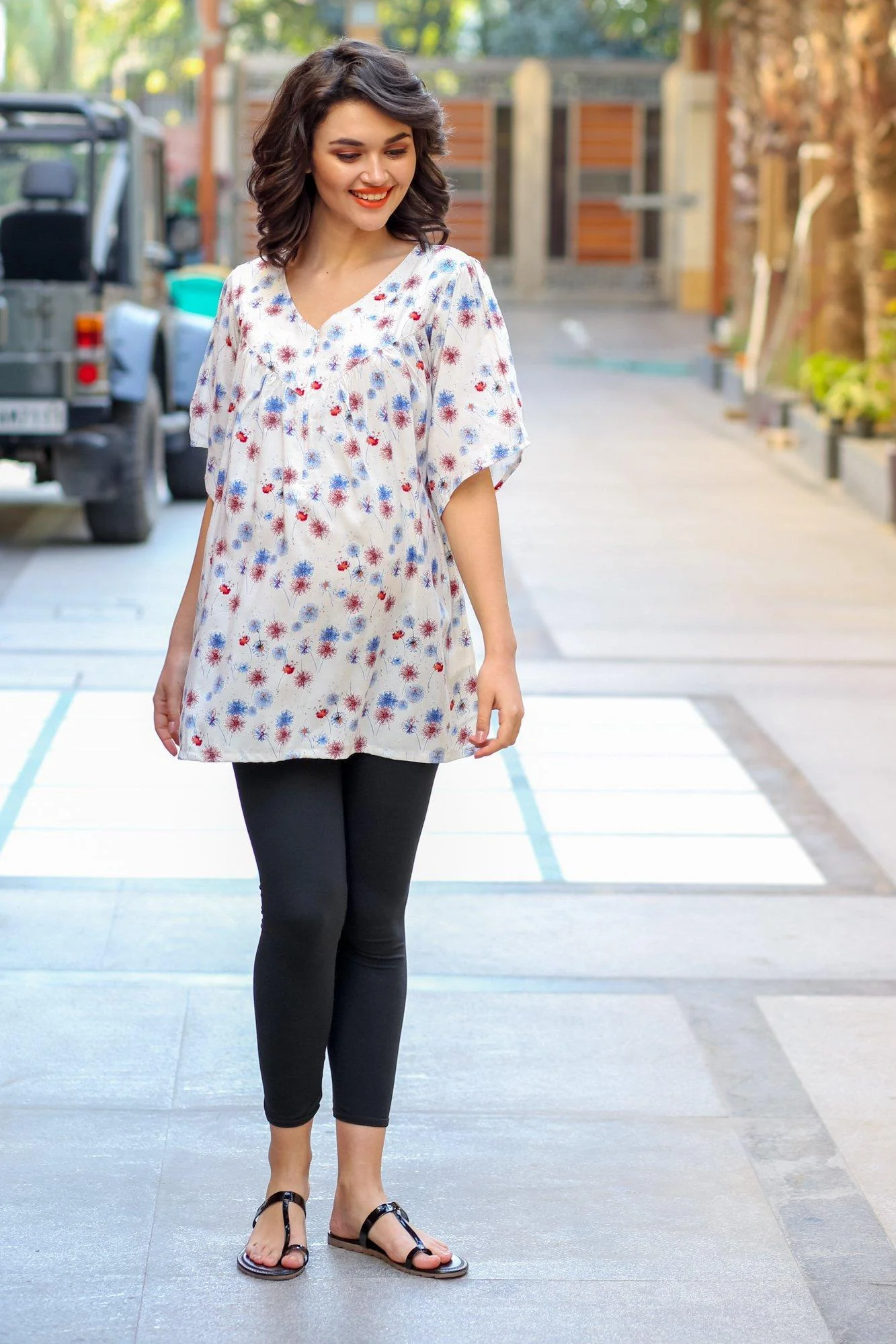 Serene White Cotton Maternity Nursing Top - Chenance