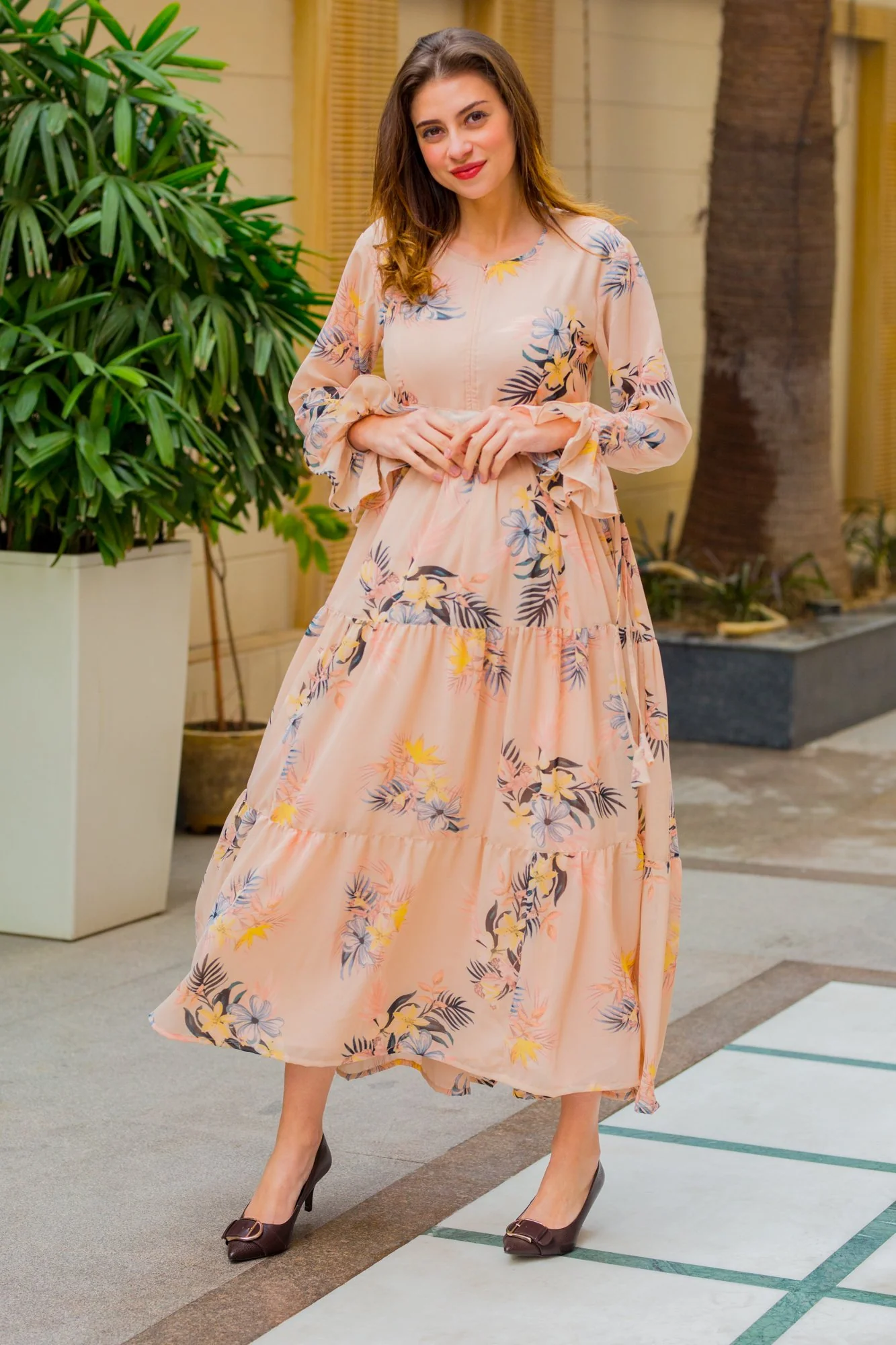Soft Peachy Maternity & Nursing Layer Dress - Chenance