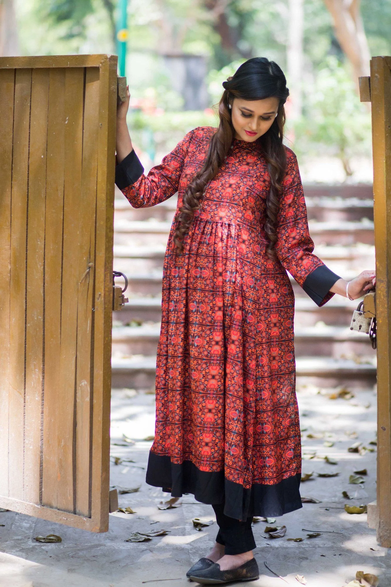 Classic Print Long Maternity and Nursing Kurta - Chenance