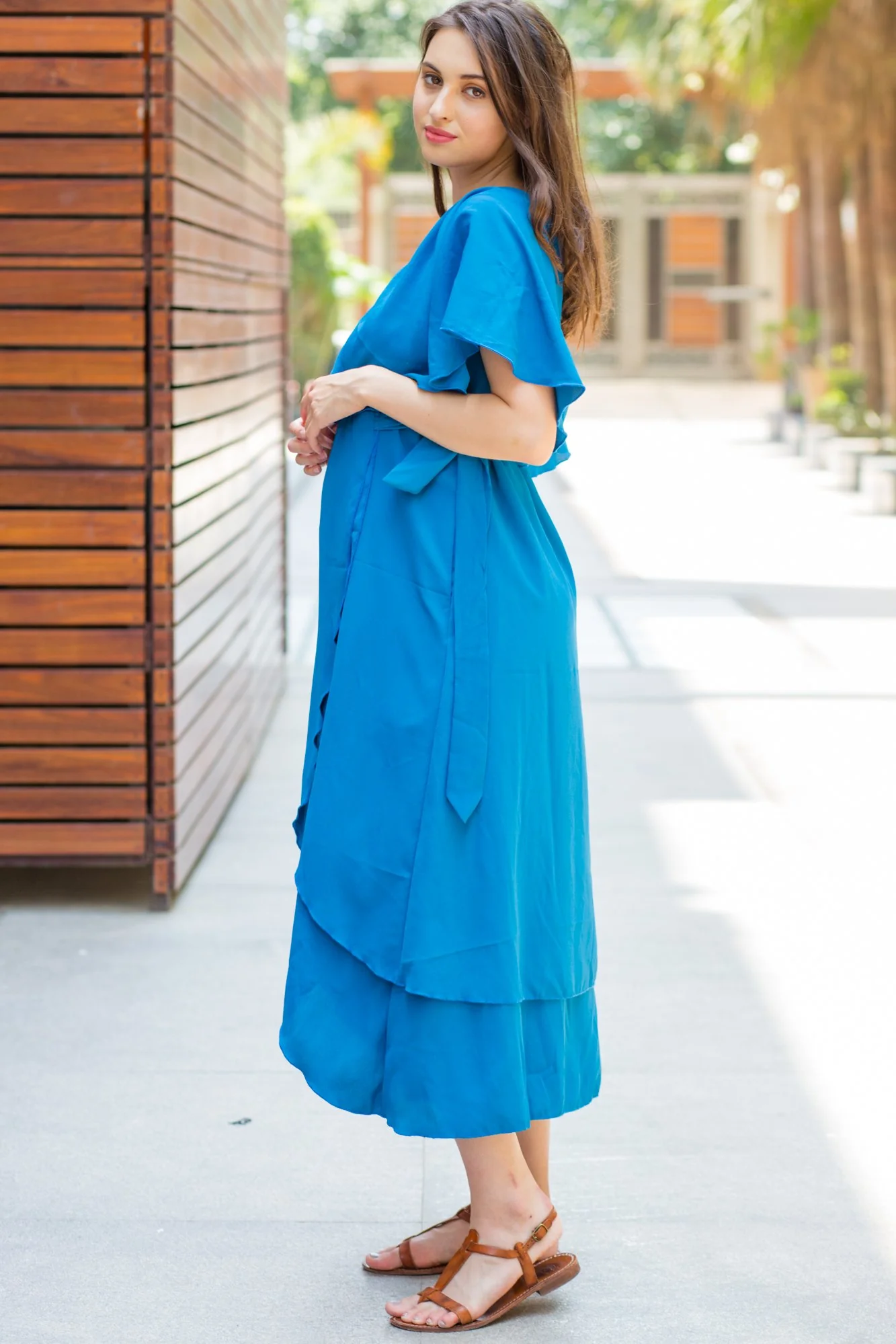 Azure Maternity & Nursing Layer Dress - Chenance