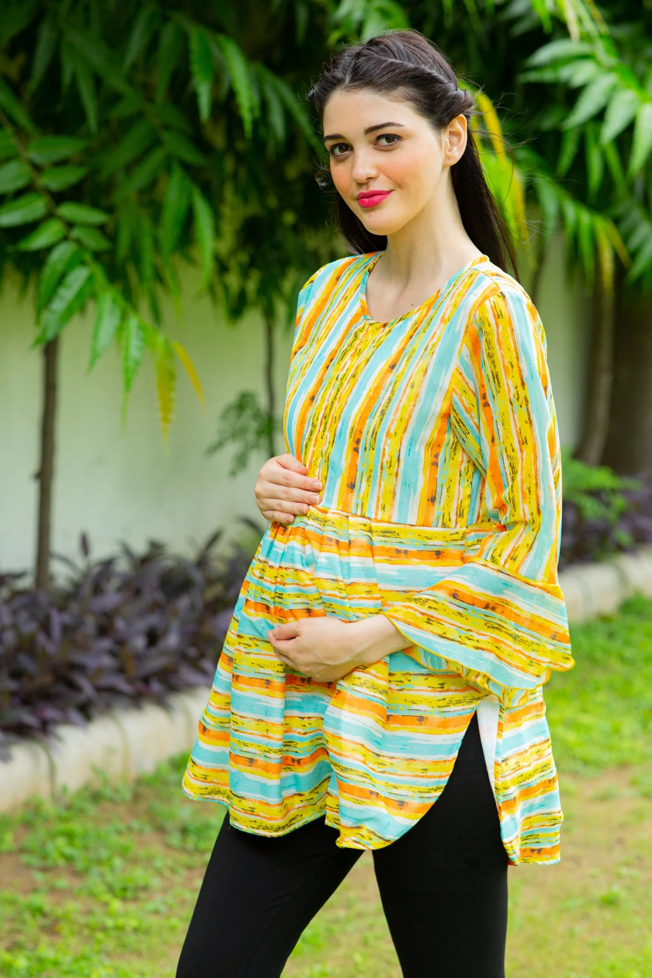 Sunny Rainbow Striped Nursing Top - Chenance
