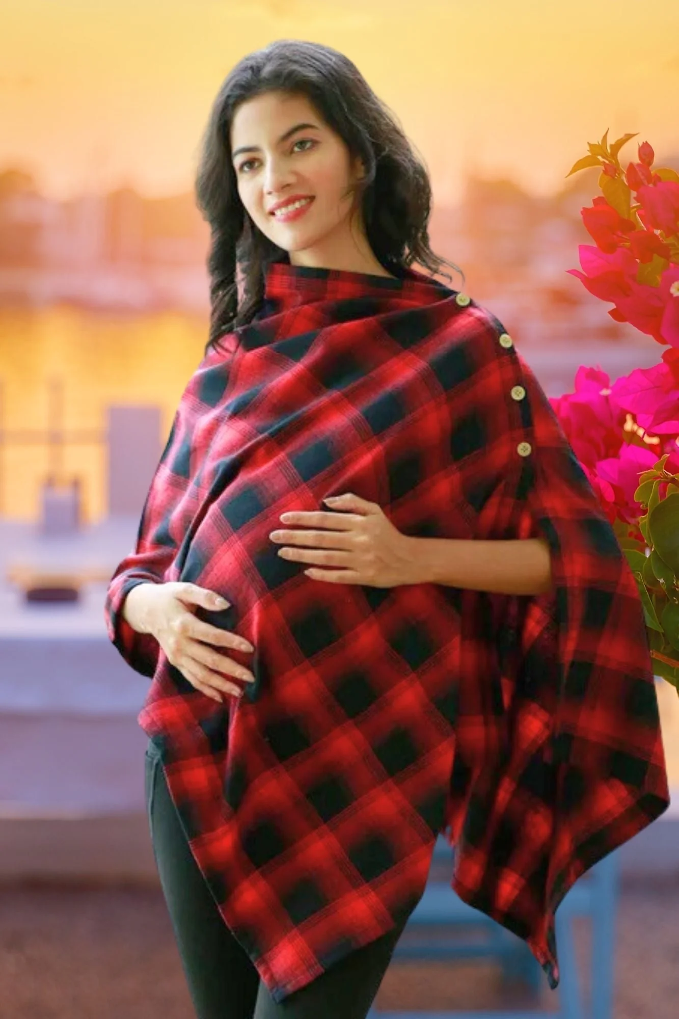 Classic Ruby Red Checks Versatile Nursing Stole - Chenance