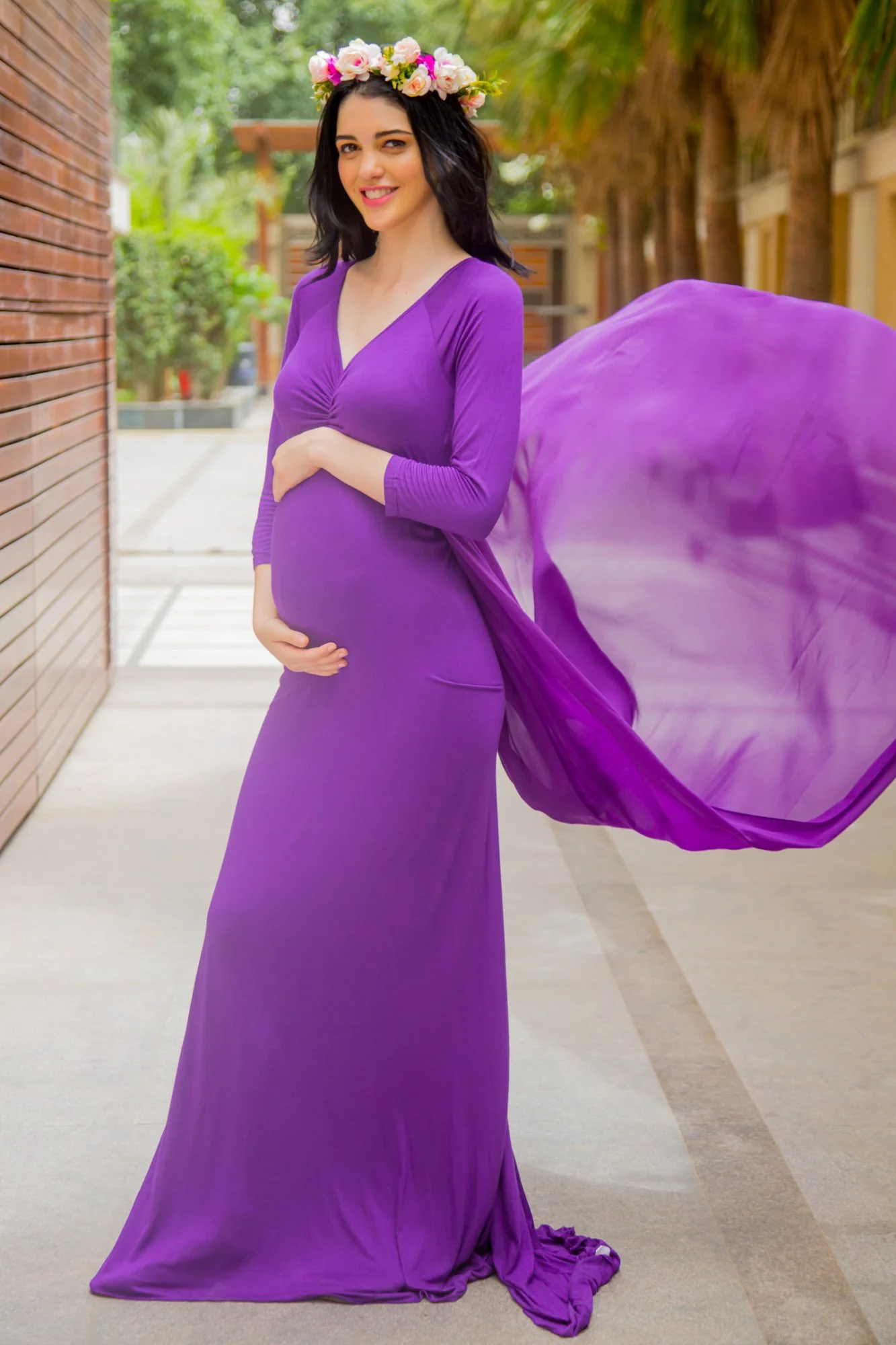 Deep Purple Trail Maternity Photoshoot Gown - Chenance