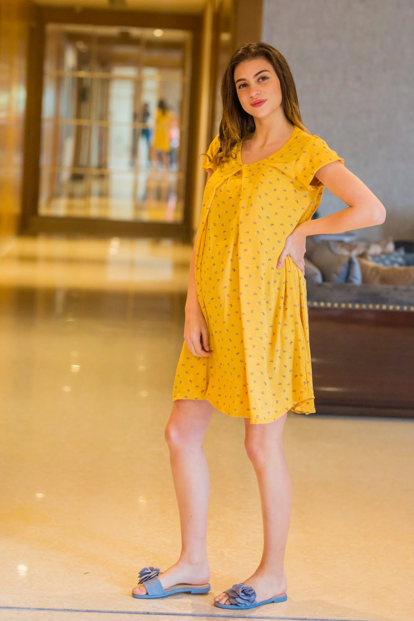 Honey Floral Maternity & Nursing Night Dress - Chenance