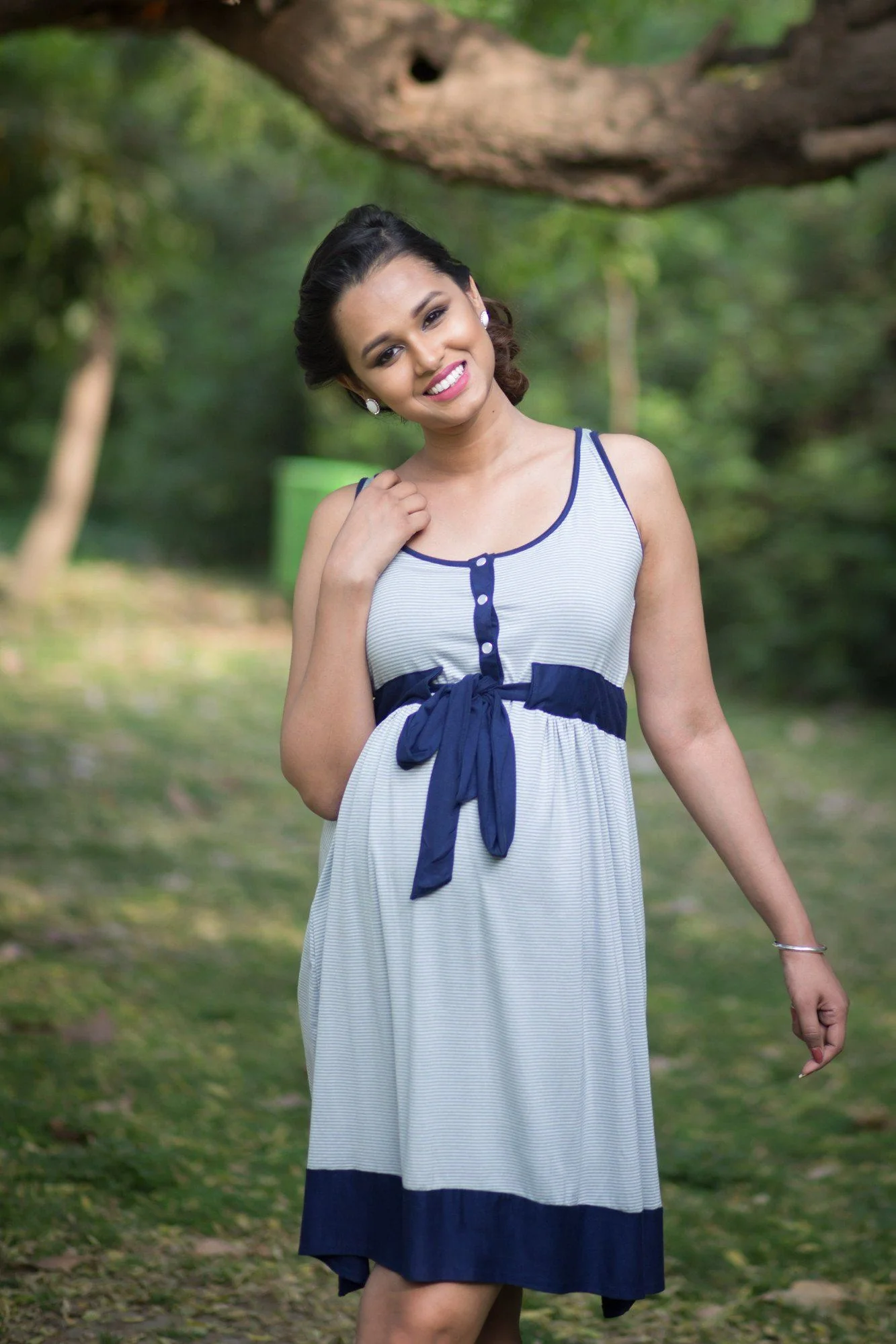 Striped Swing Nursing Dress - Chenance