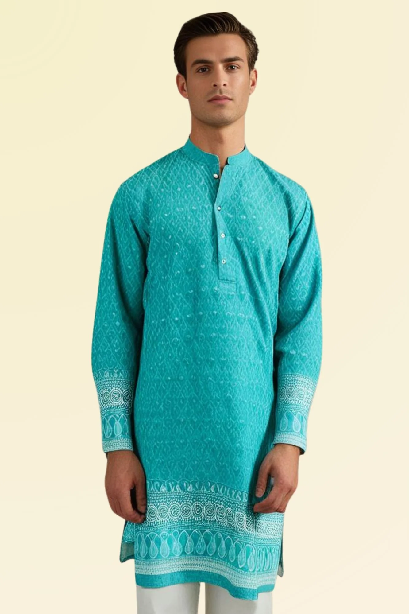 Men Vibrant Blue Kurta Sets (2pc) - Chenance