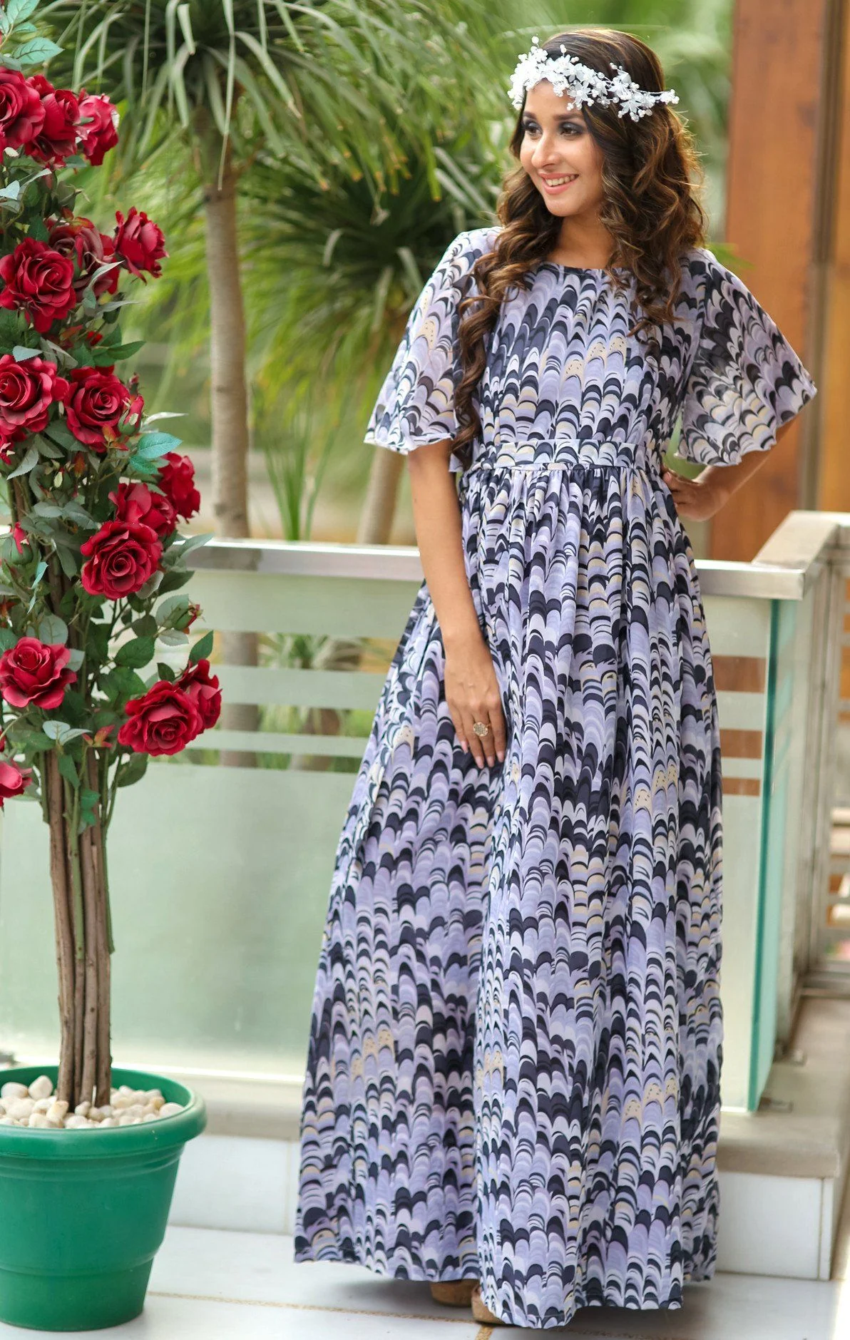 Lilac Floral Luxe Maternity Maxi Dress - Chenance