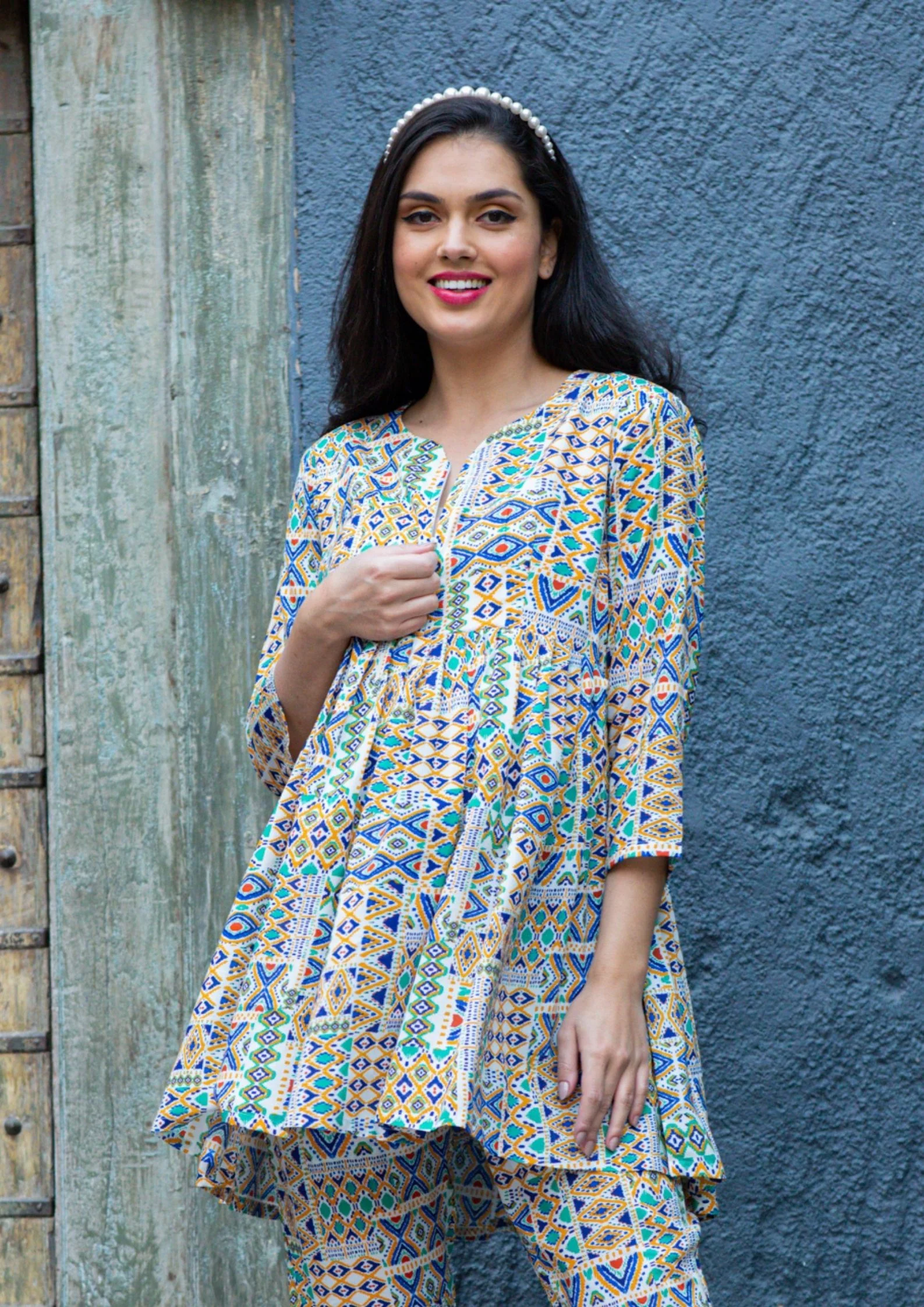 Serene Abstract Comfy White Maternity & Nursing Top - Chenance