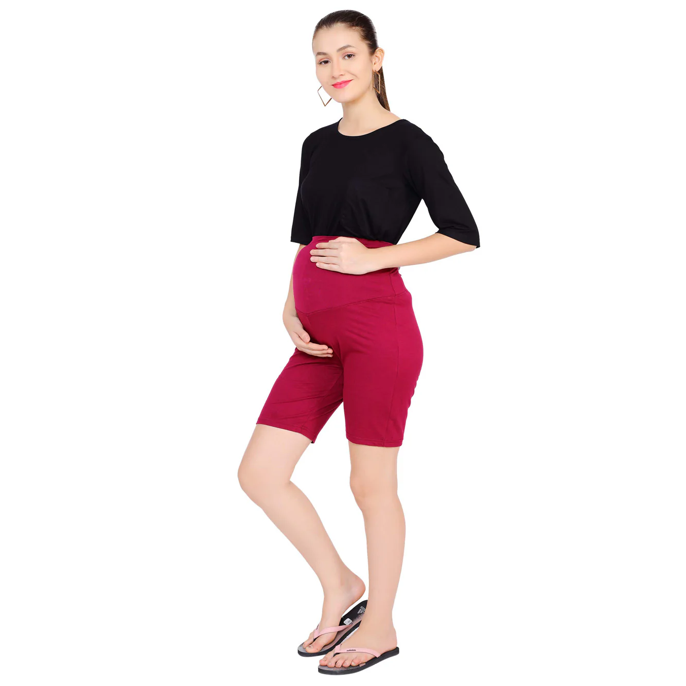 Soft Magenta Stretchable Maternity Shorts (VISCOSE LYCRA) - Chenance
