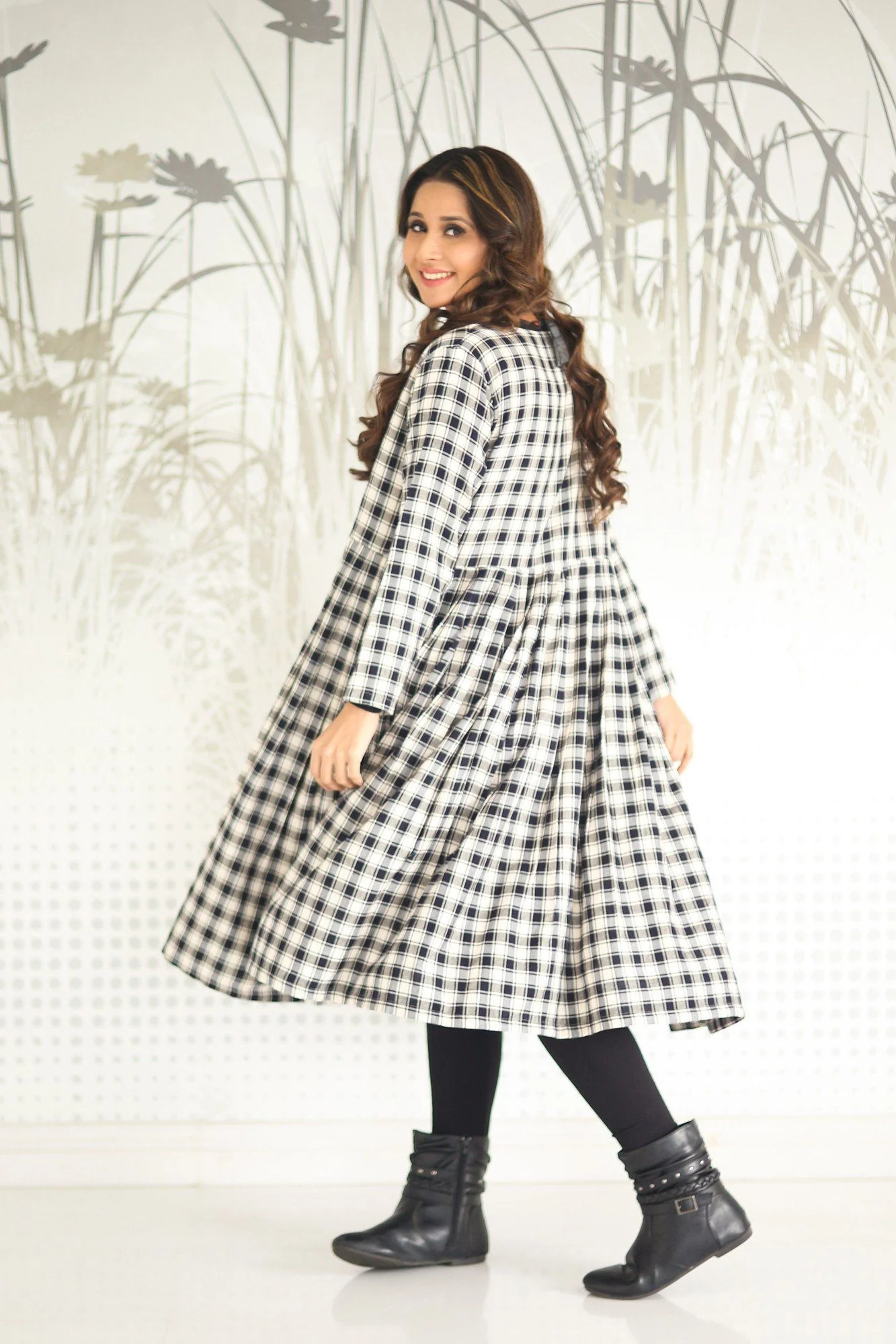 Gathered Plaid Maternity Cover Up - Chenance