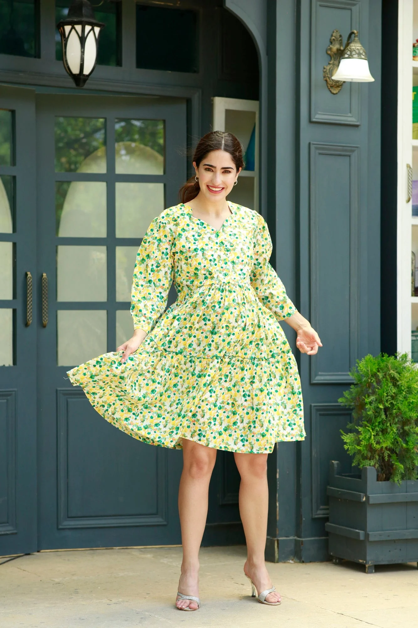 Green Blooming Garden Maternity & Nursing Dress - Chenance