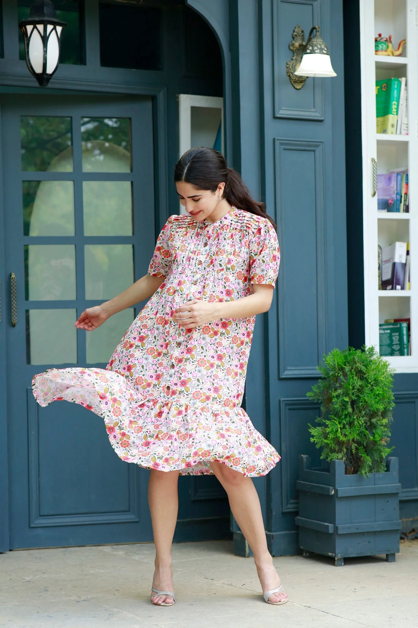 Quirky Amber Floral Punch Maternity & Nursing Dress - Chenance