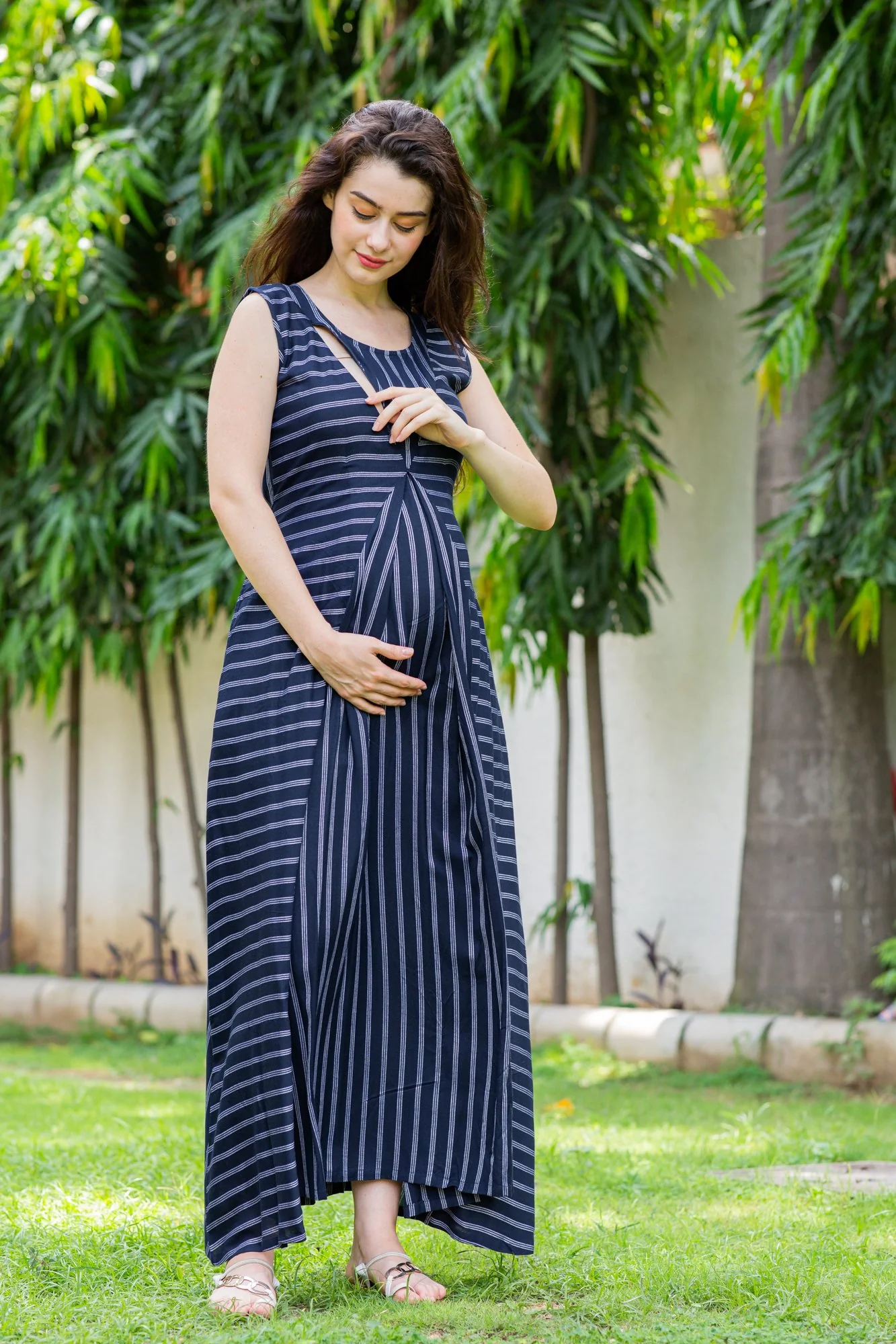 Jade patterned Maternity and Nursing Dress - Chenance