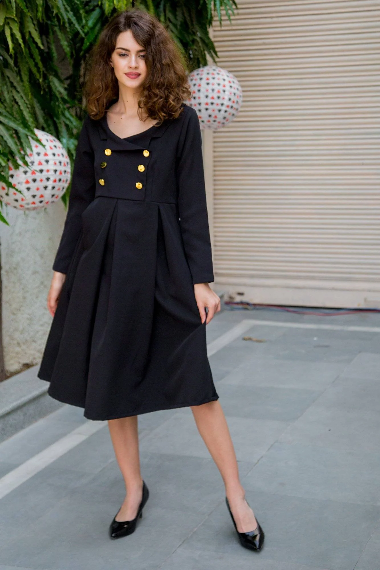 Royal Crepe Collared Nursing Dress - Chenance