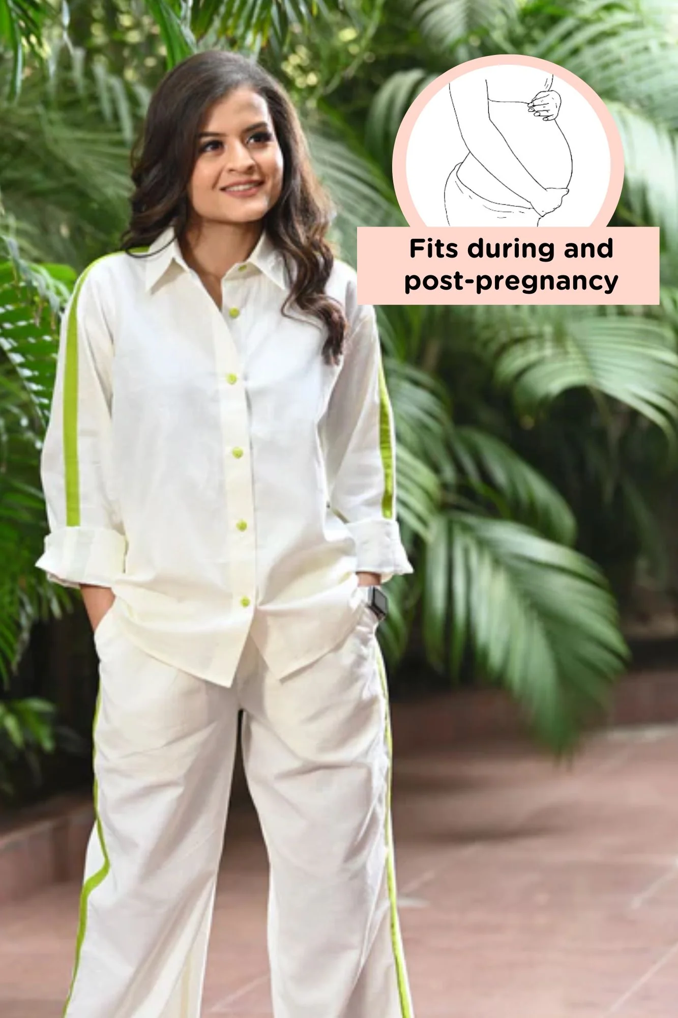 Classic Ivory Maternity & Nursing Coord Set (Cotton Linen) (2 pc) - Chenance