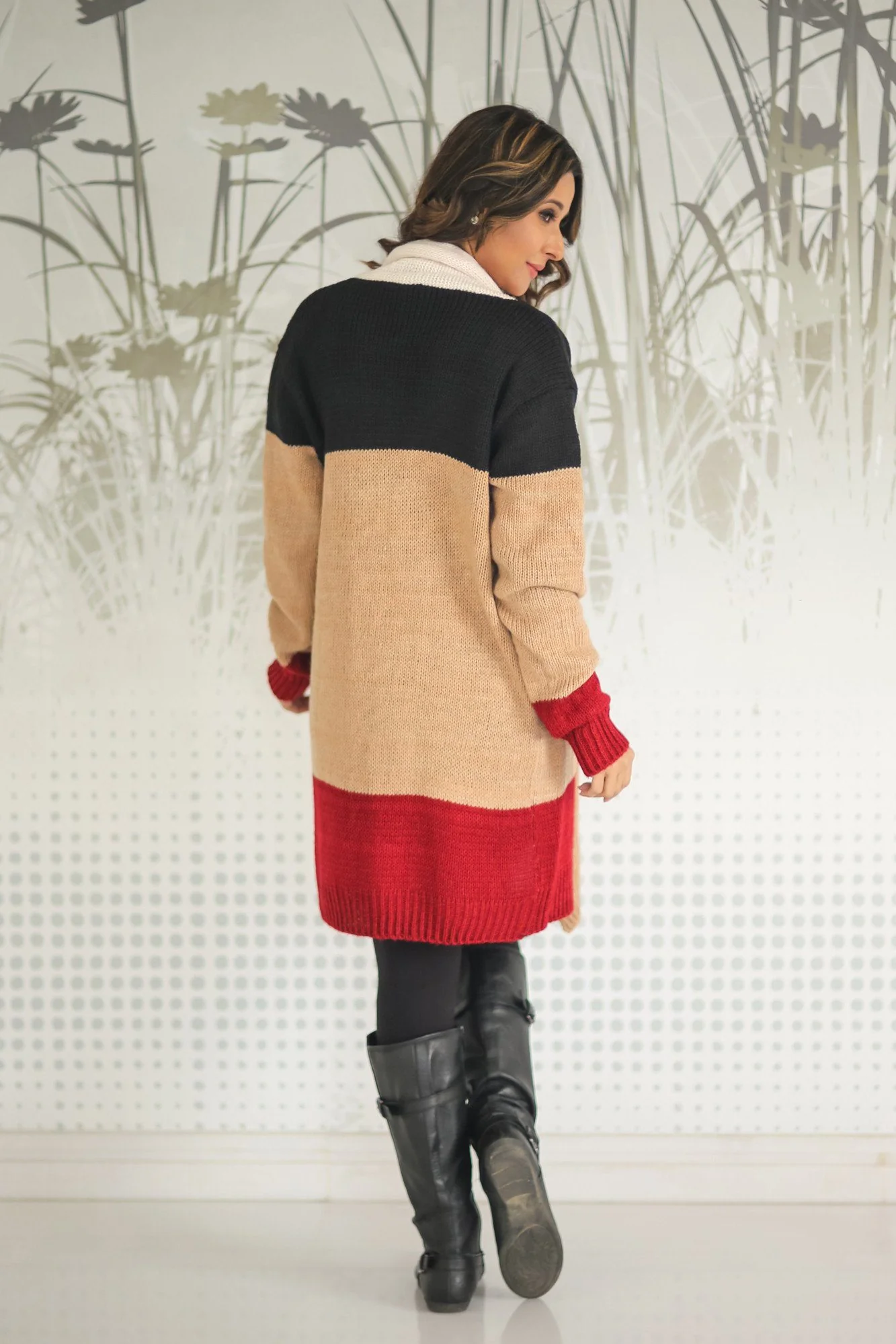 Long Color Block Maternity Cardigan - Chenance