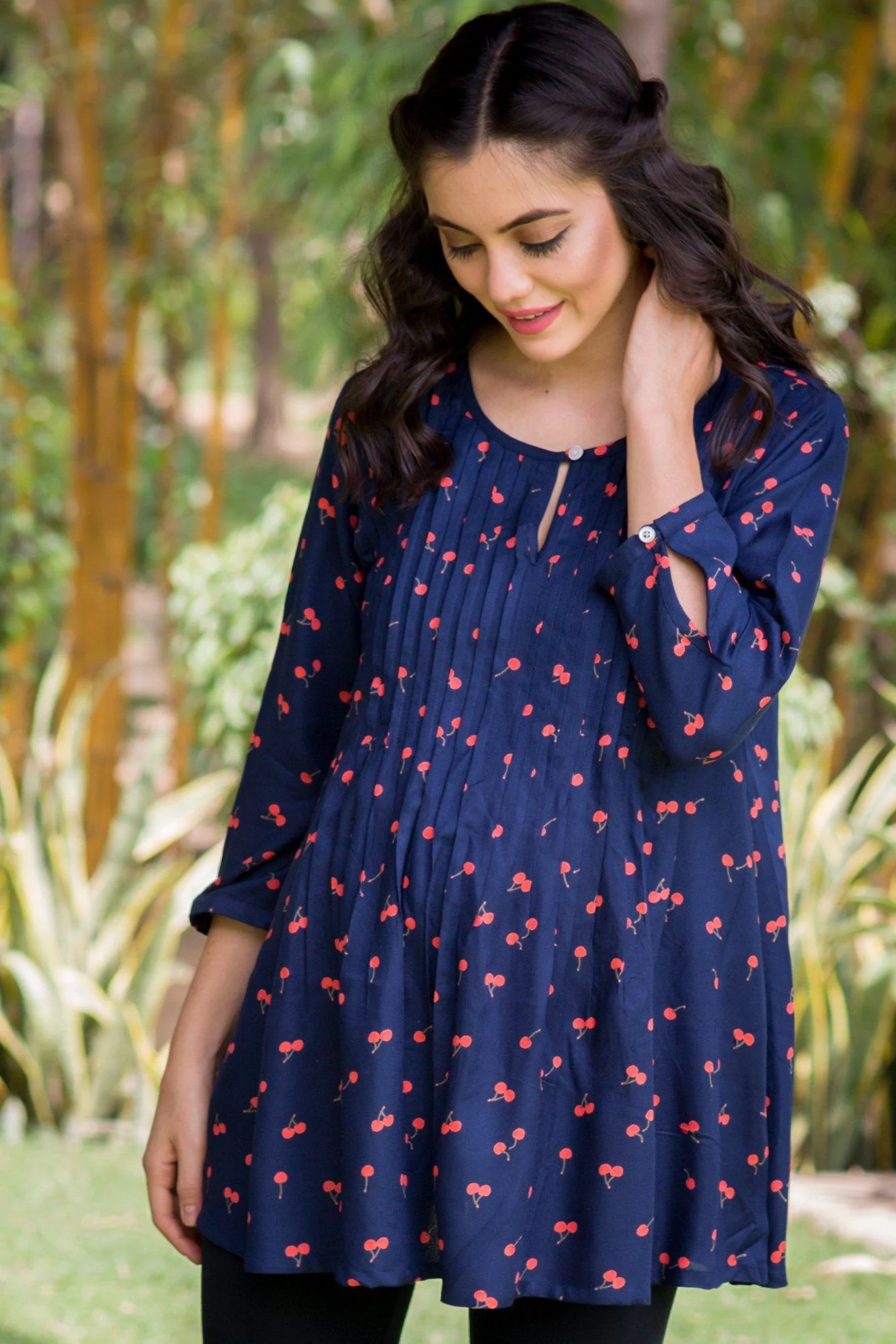 Cherry Pintucks Maternity & Nursing Top - Chenance