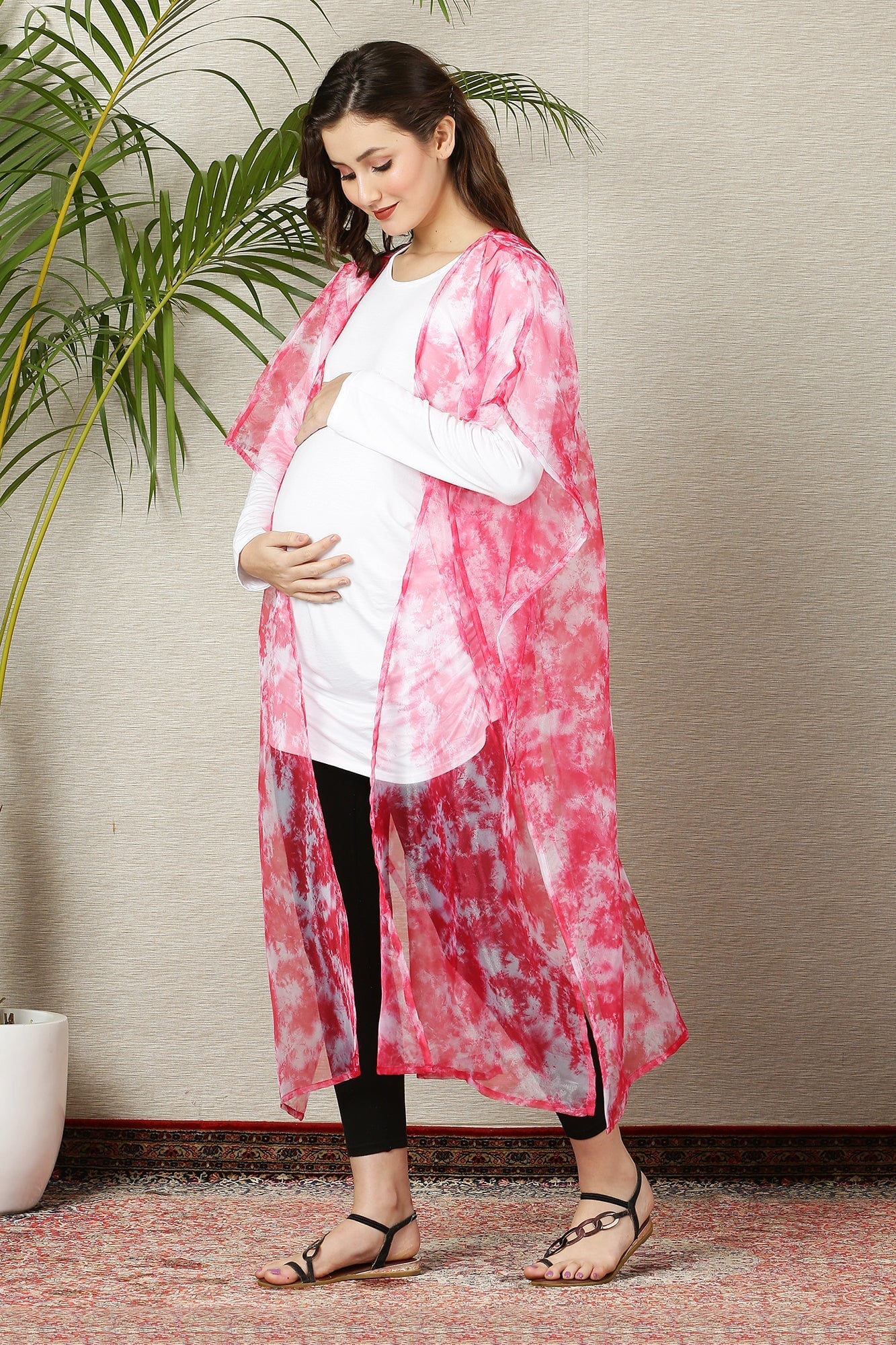 Classic Hot Pink Breezy Organza Maternity Cover Up - Chenance